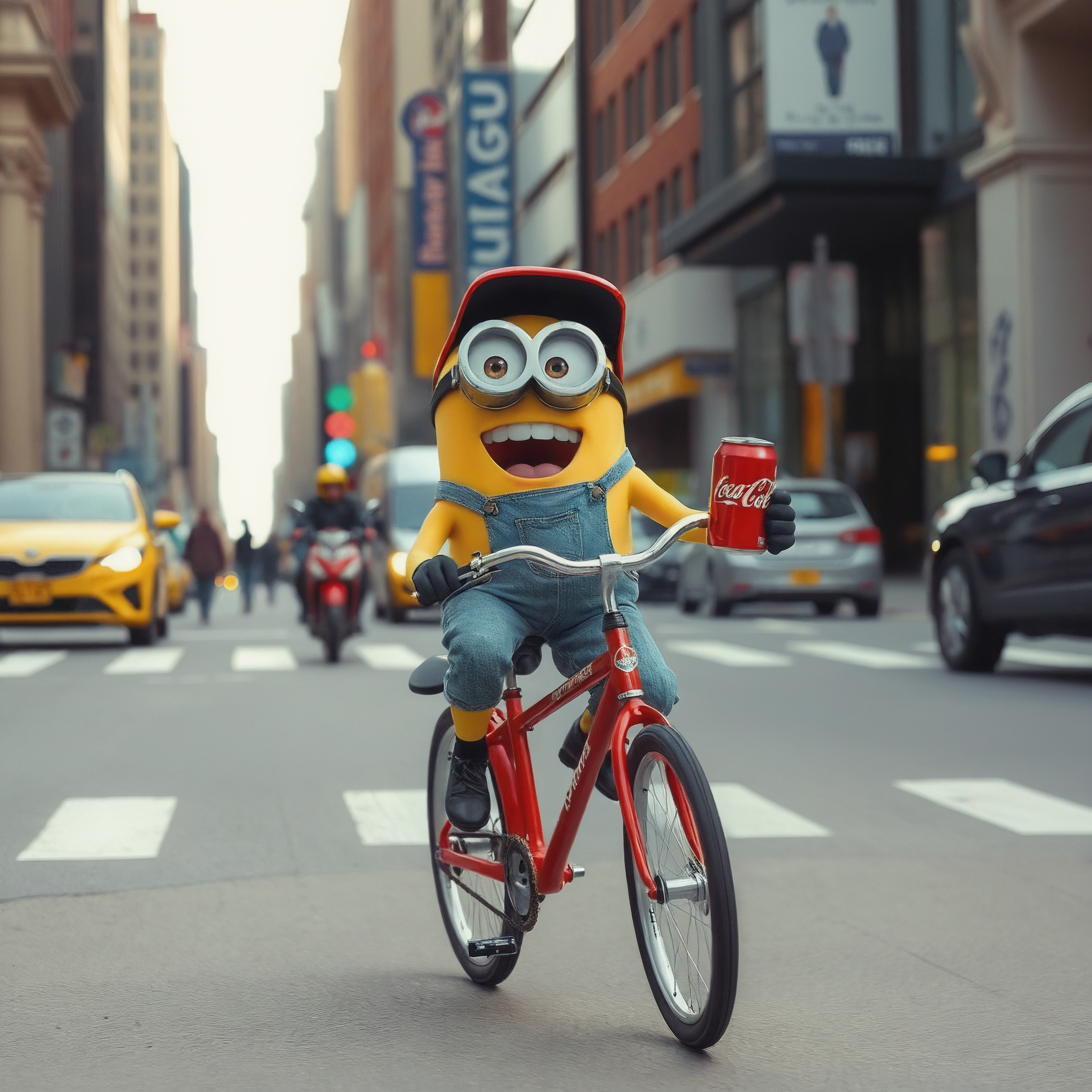 Imagen generada con IA en Vitoria-Gasteiz, ilustración digital de Minion con coca-cola, España, BOAfoto