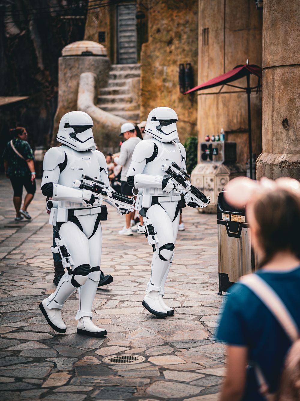 First Order Troopers on patrol in Batuu.