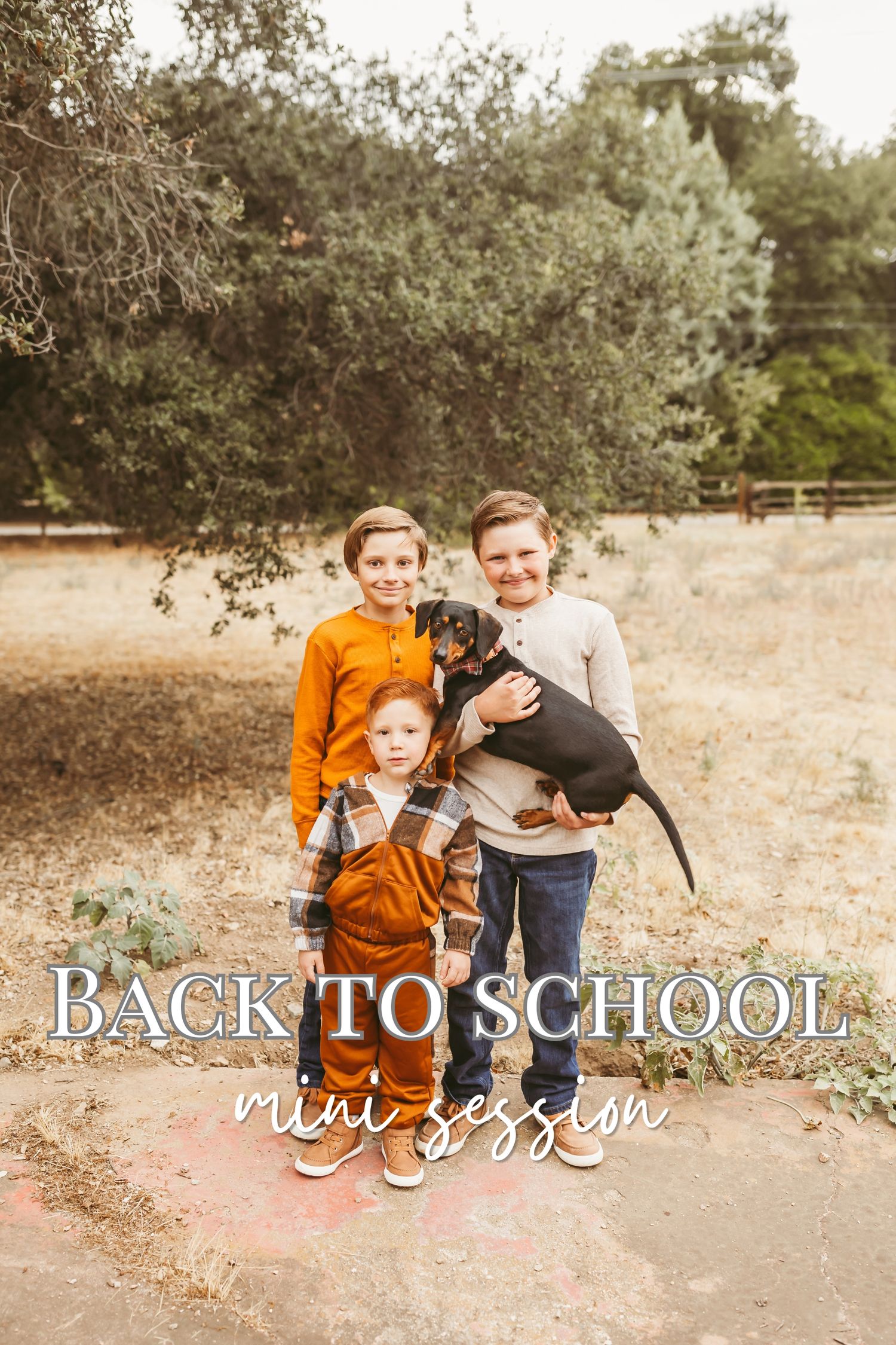 back to school mini session with siblings and pets in the inland empire