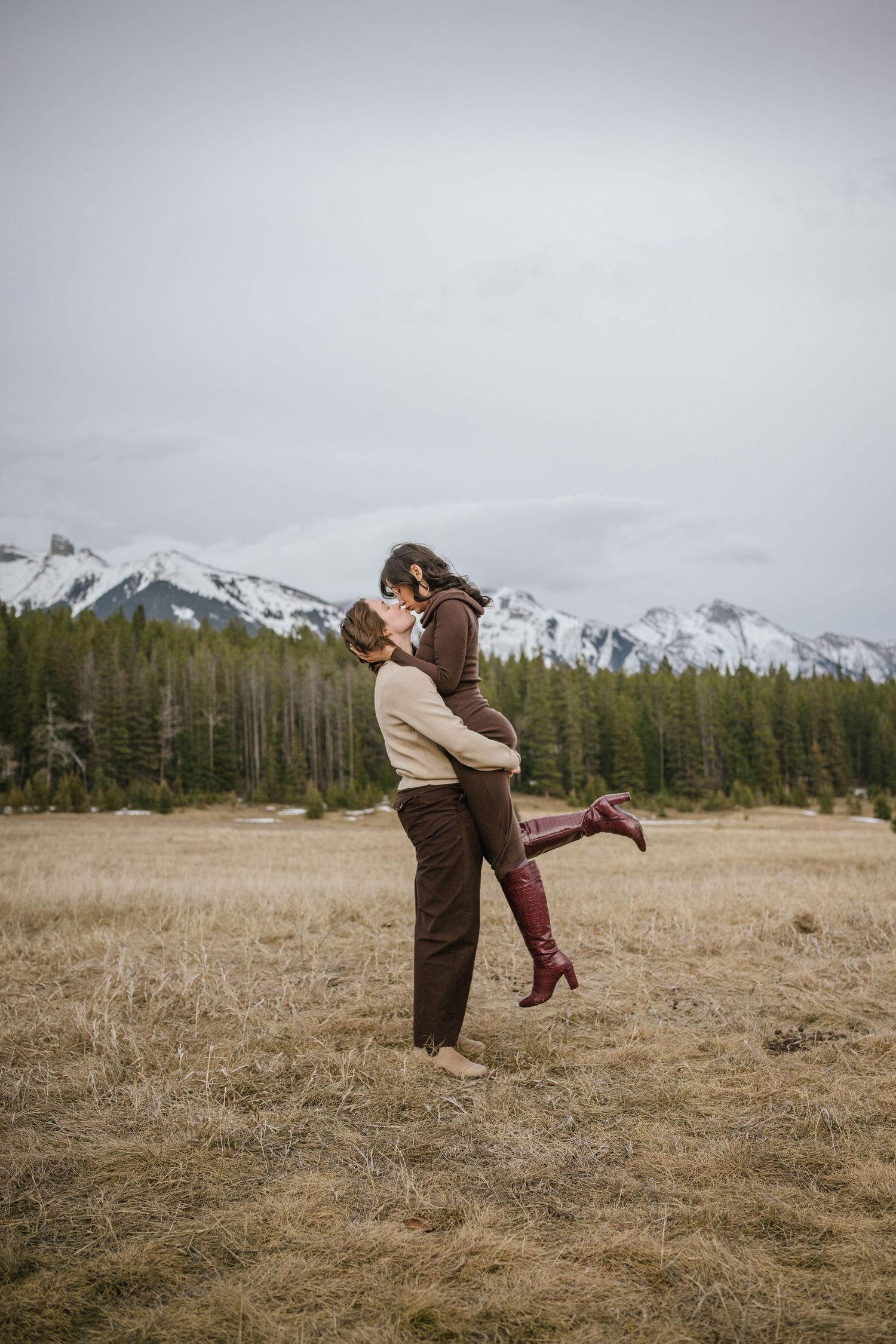 Lake Minnewanka I Banff Elopement Engagement Proposal