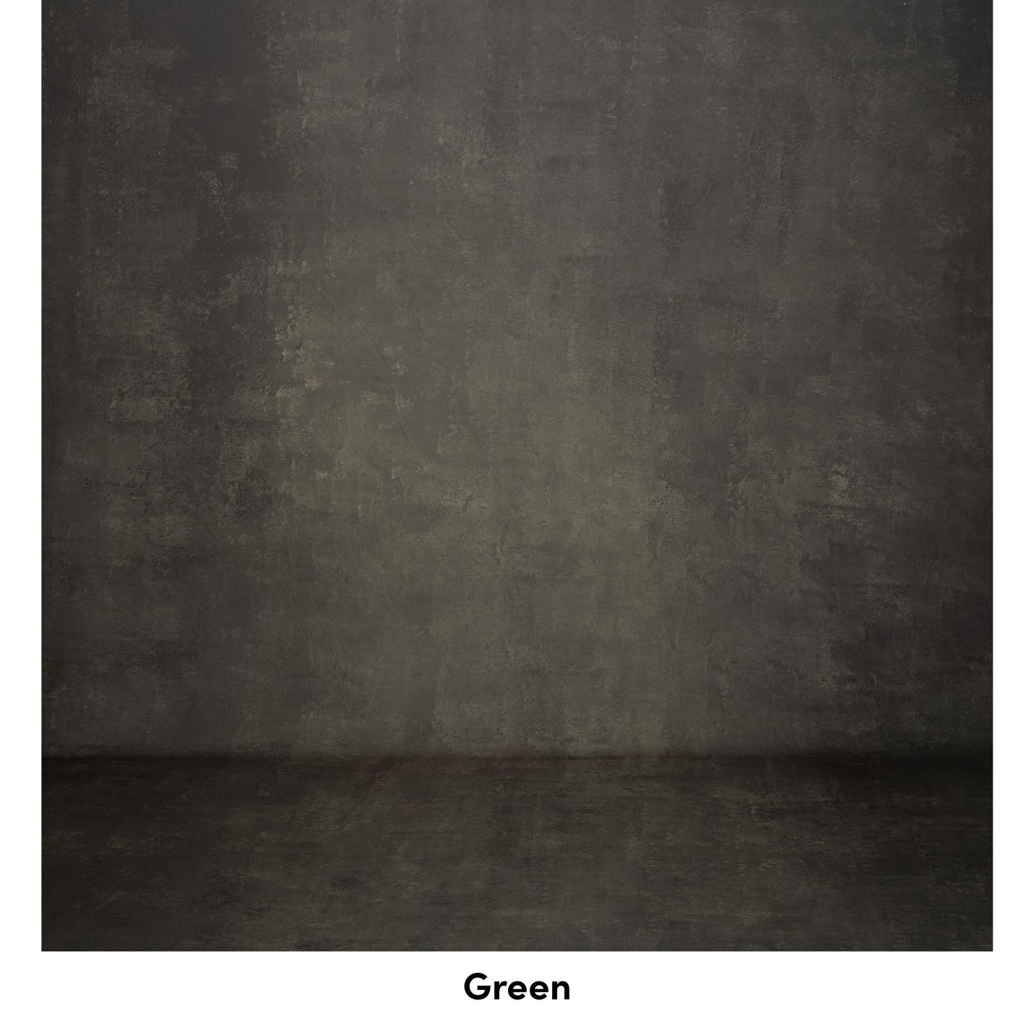 Dark green studio backdrop with dramatic shadow gradient and textured surface.