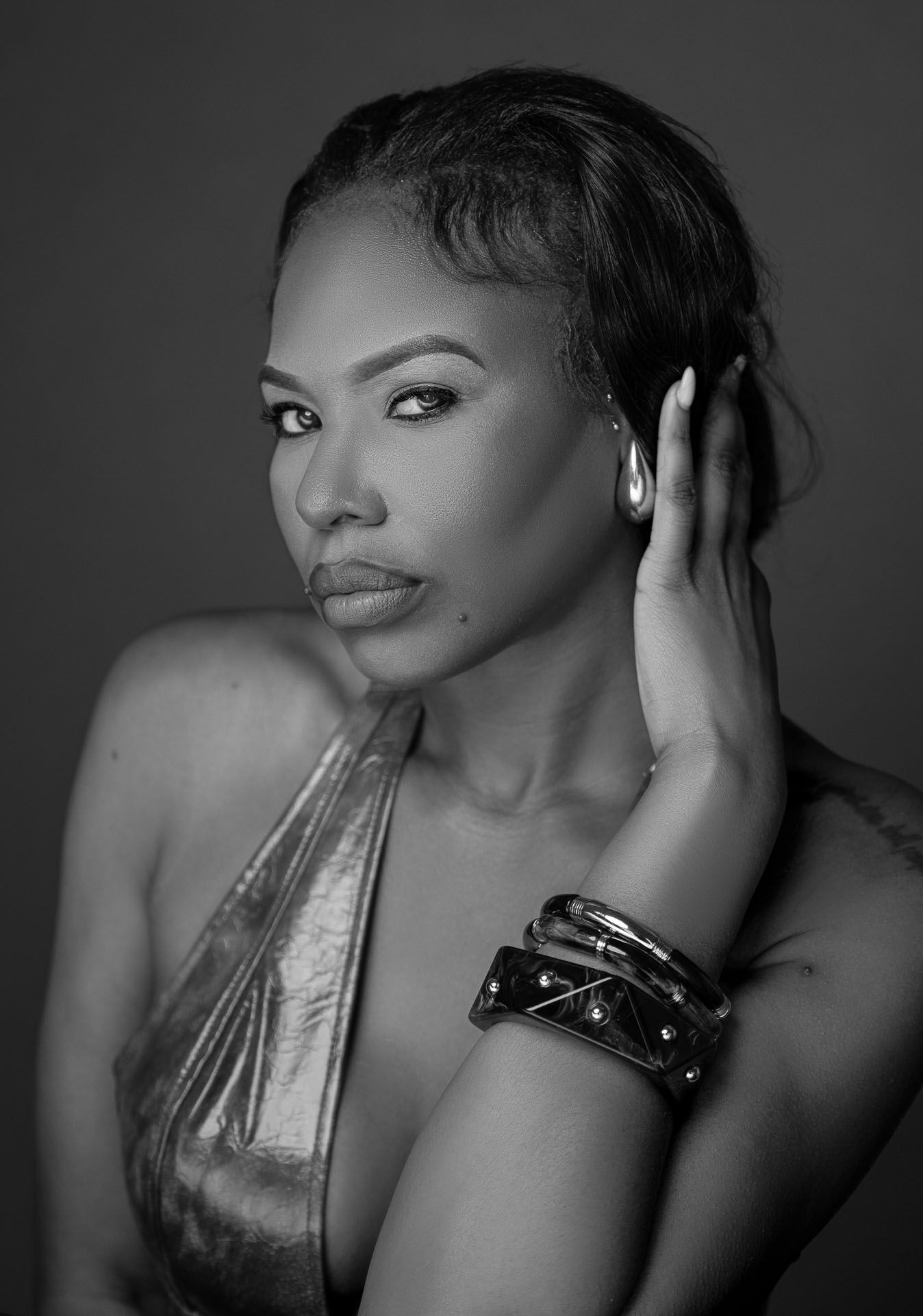 Theatrical acting headshot with dramatic expression in Charleston