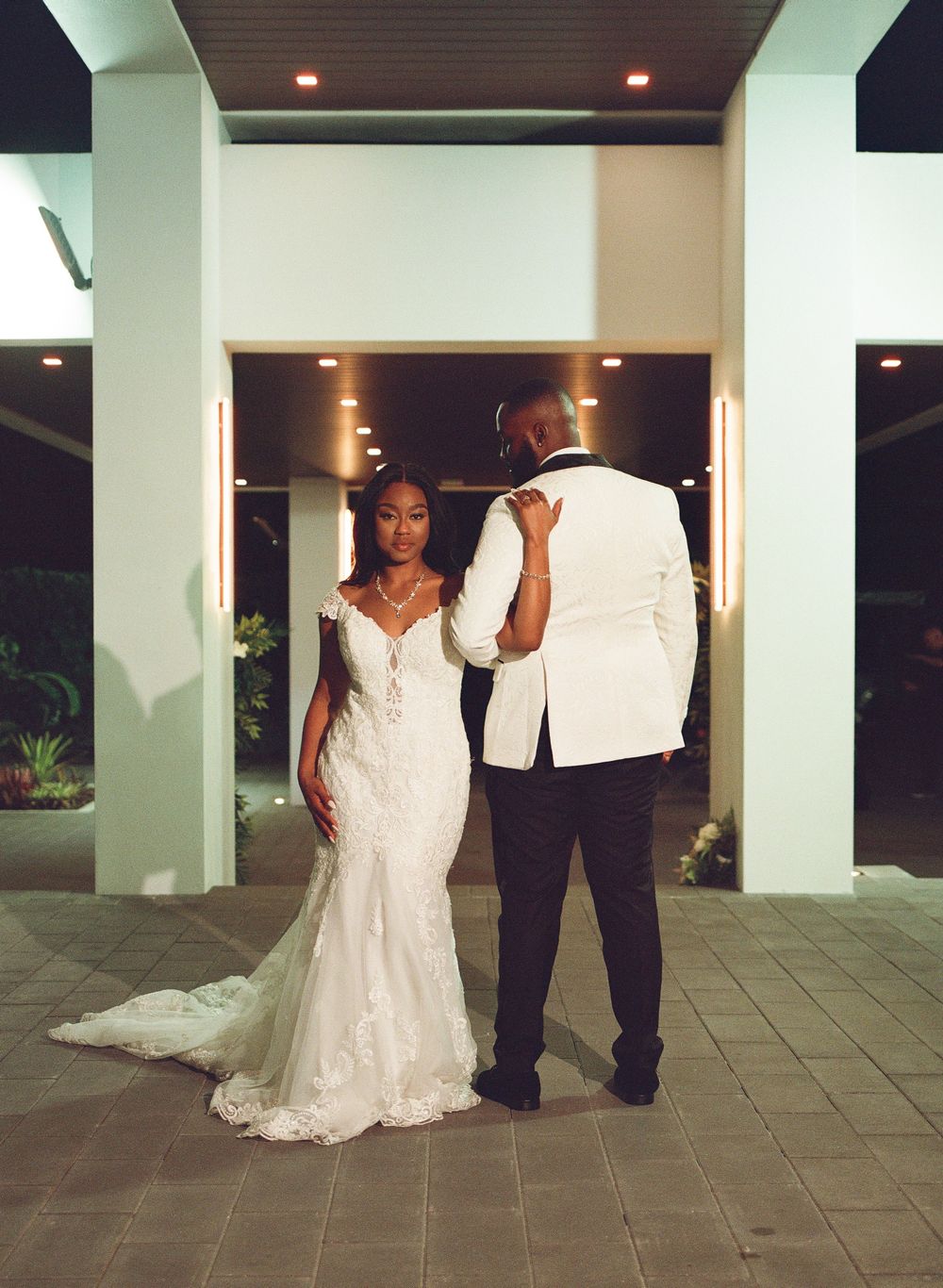 Bride and Groom Portrait at The Glass Venue Miami Wedding