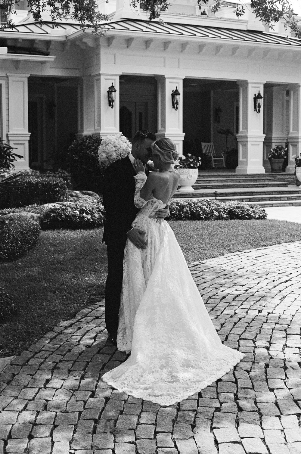 Bride and Groom embracing each other Backyard Wedding Boca Raton