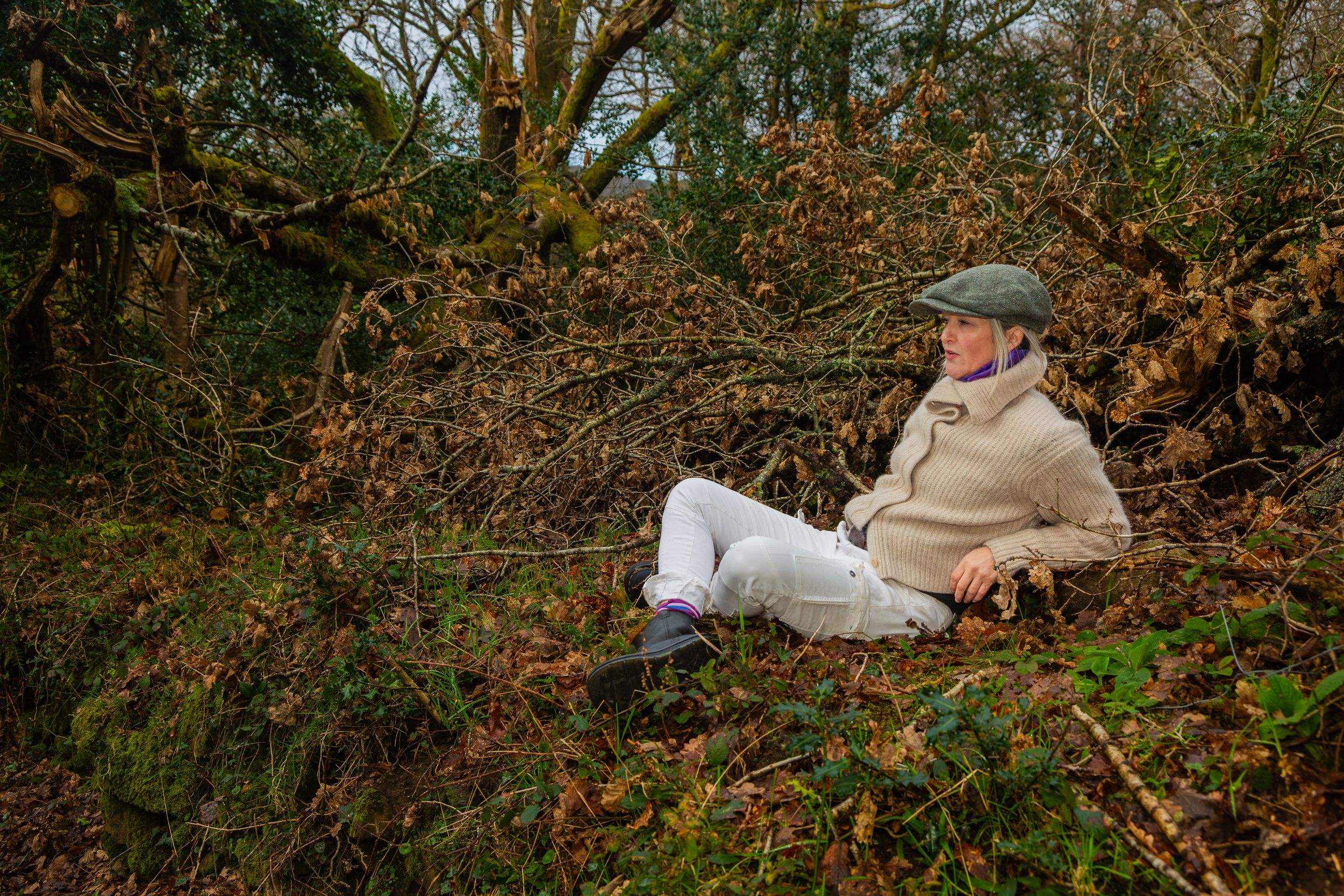 Photography stop on tour of Wicklow lady in wood land setting.