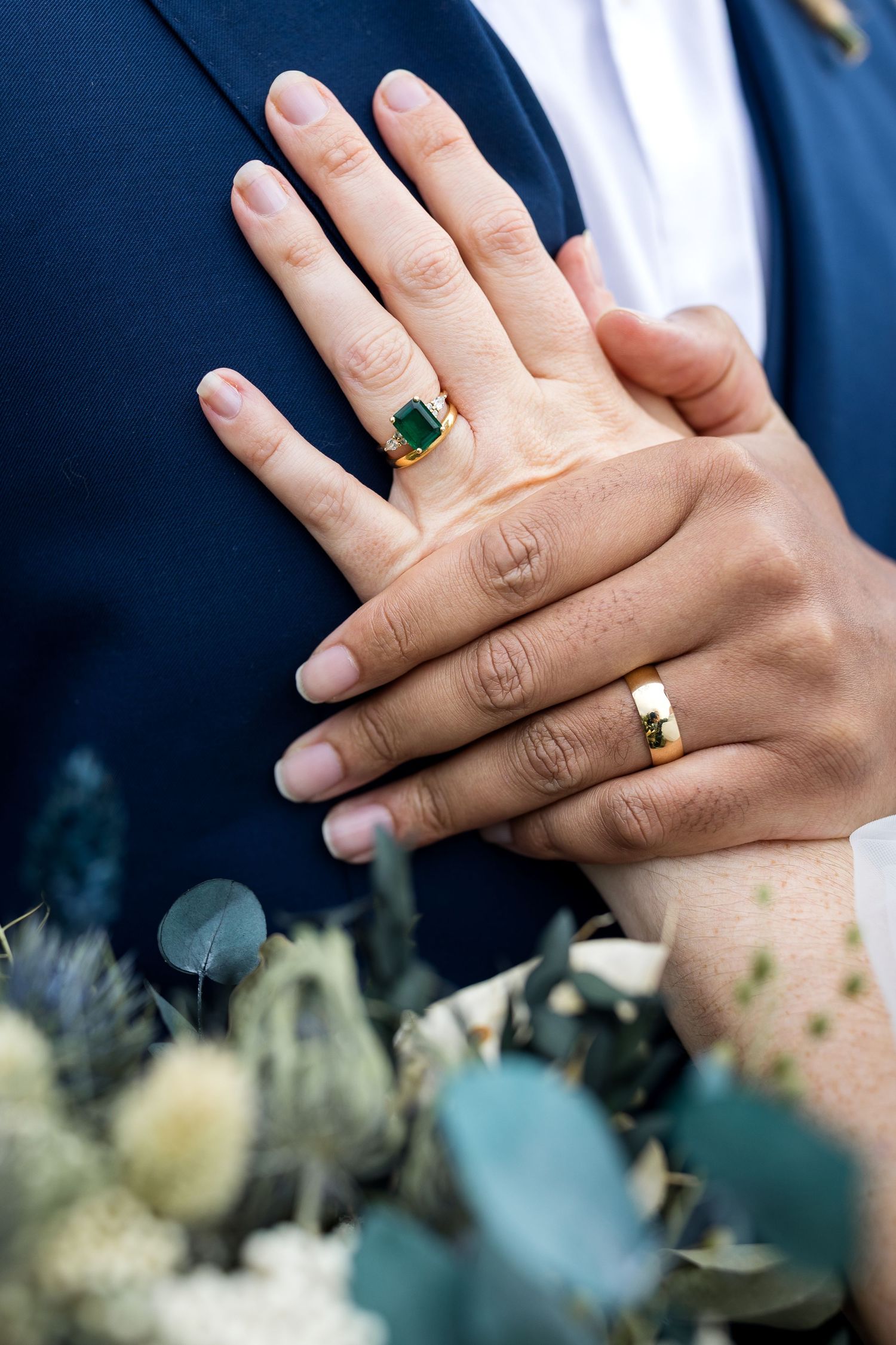 close up of wedding rings