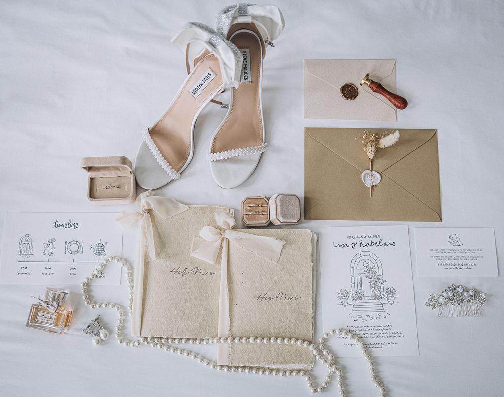 Wedding dress details before ceremony in Barcelona