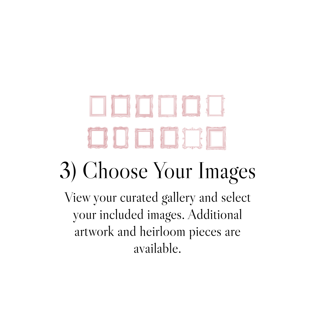 A website interface showing 'Choose Your Images' text with instructions to view and select from a curated gallery.