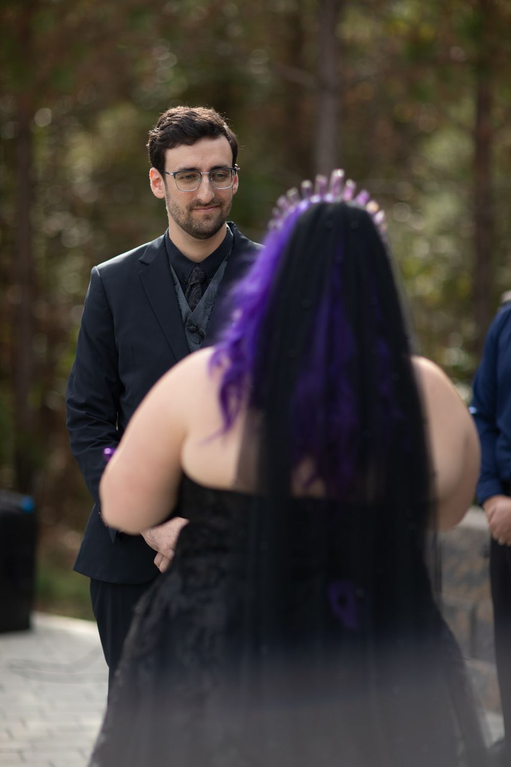 Bride and groom at altar during alternative wedding in Kentucky