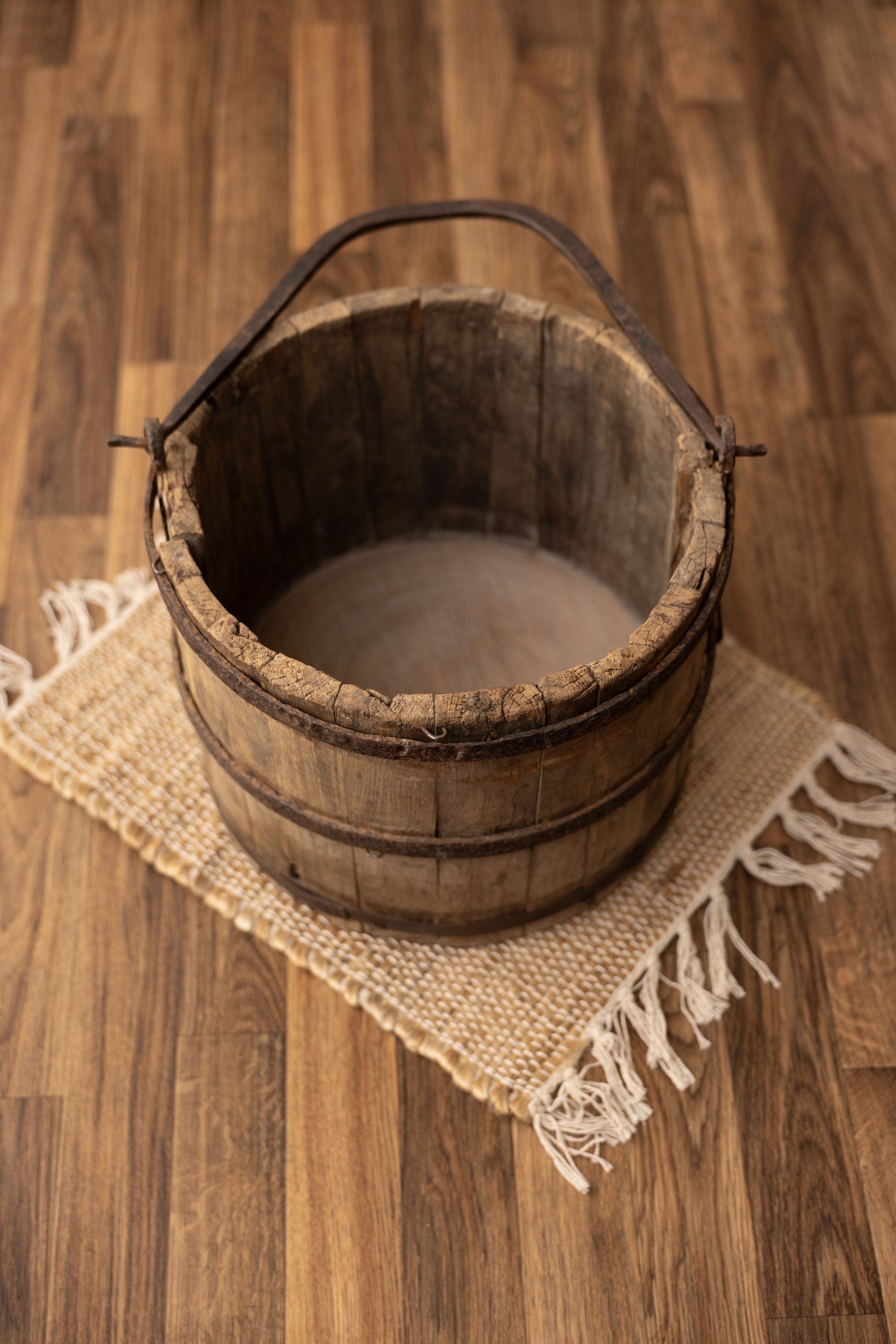 Large farmhouse bucket with heavy metal handle