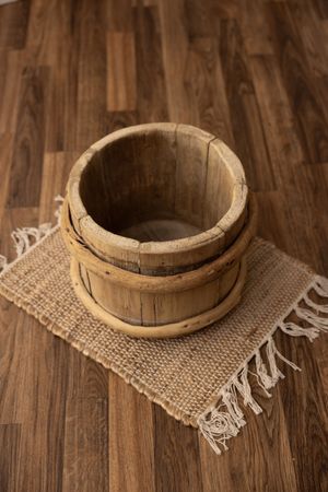 Light natural wood bucket