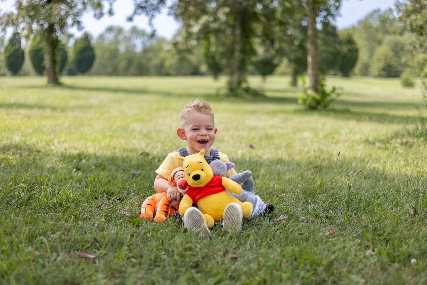 Springfield, IL Photographer captures a boy laughing during a milestone session in Central IL