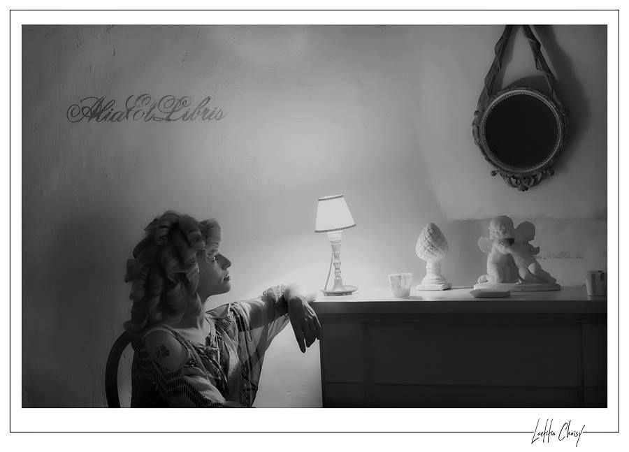 Black and white fine art portrait of a bride getting ready at Château de Pouget, South of France destination wedding photographer inspiratio