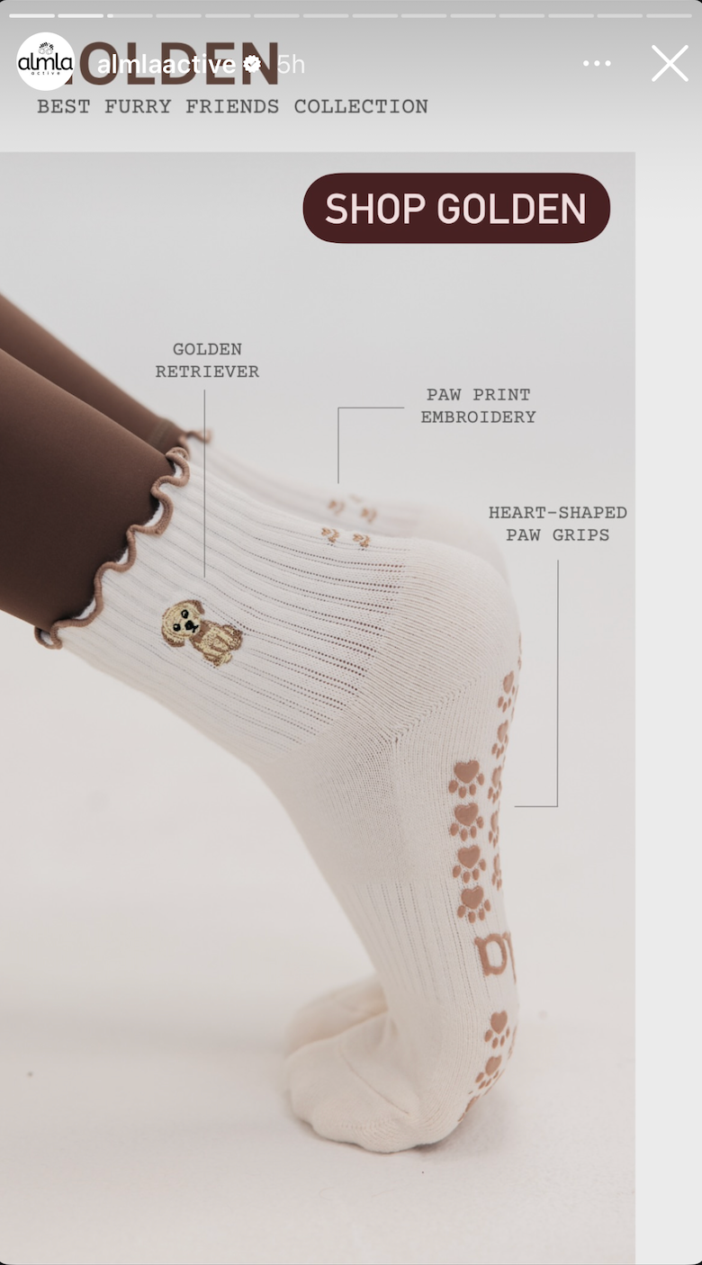 White socks featuring delicate golden embroidered designs and patterns shown in a collage-style product display.