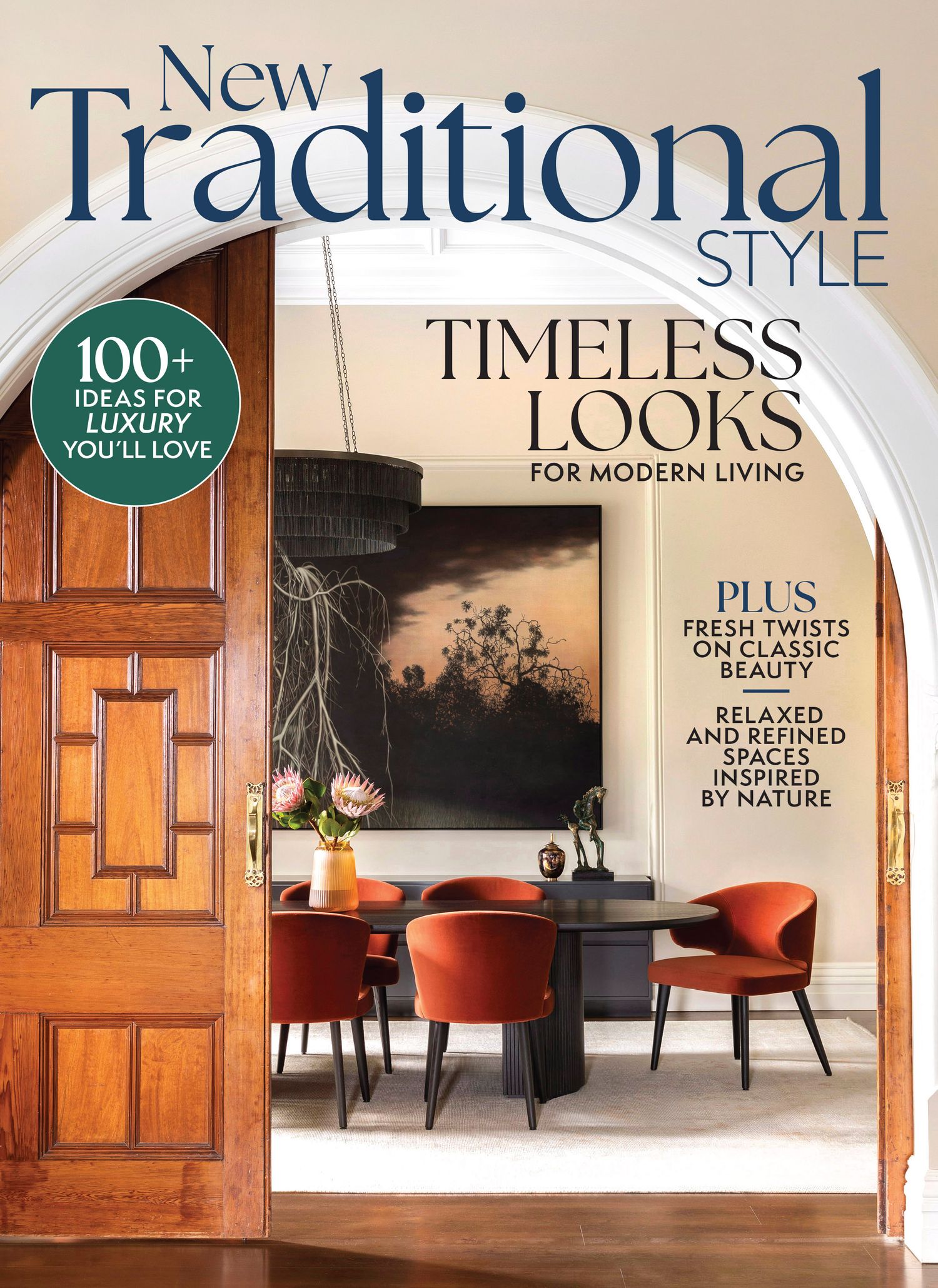 Interior design magazine covers showcasing traditional home decor and living spaces.