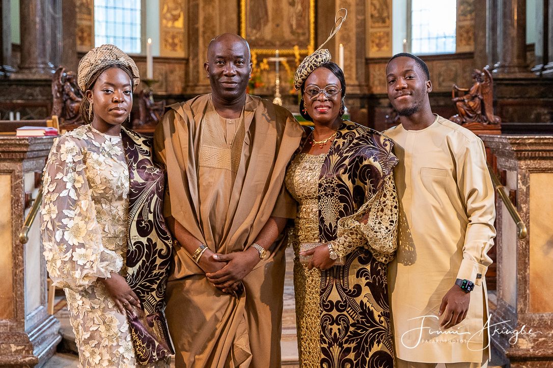 Celebrant's immediate family at a 50th birthday church thanksgiving service captured by Funmi Akingbe for Pataki Photos
