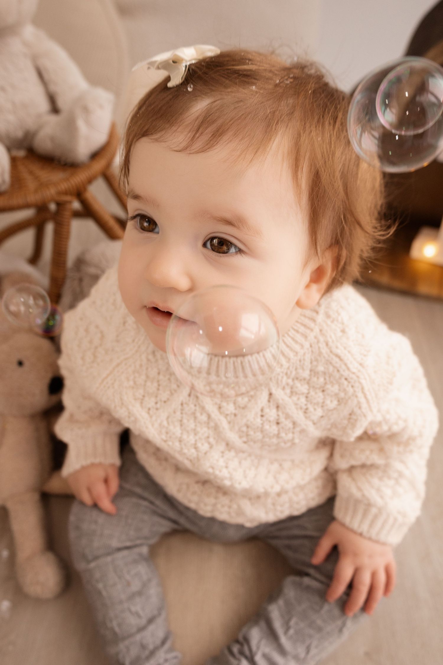 milestone session in my in home studio in bishopdale christchurch, capturing personality, playing with bubbles