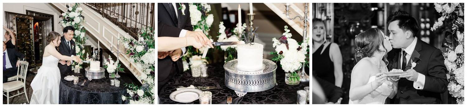 Wedding celebration showing multiple dance moments captured in black and white photography.