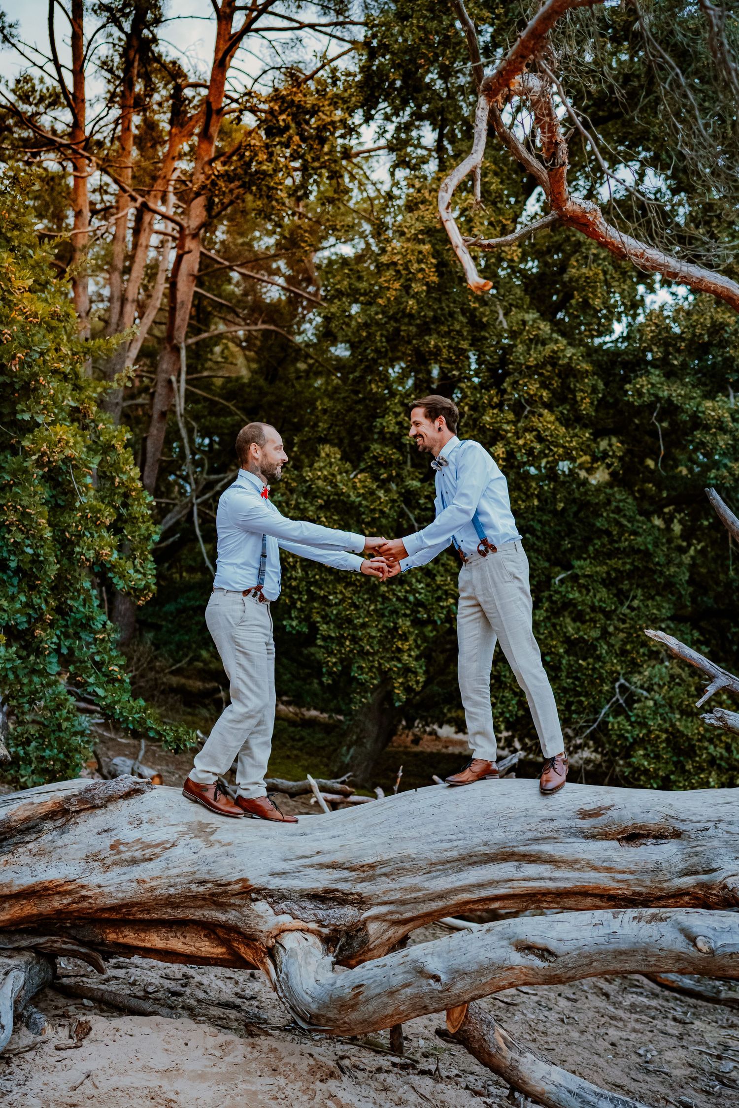 A romantic couple shares intimate moments in a series of tender close-up shots wearing cream colored sweaters.