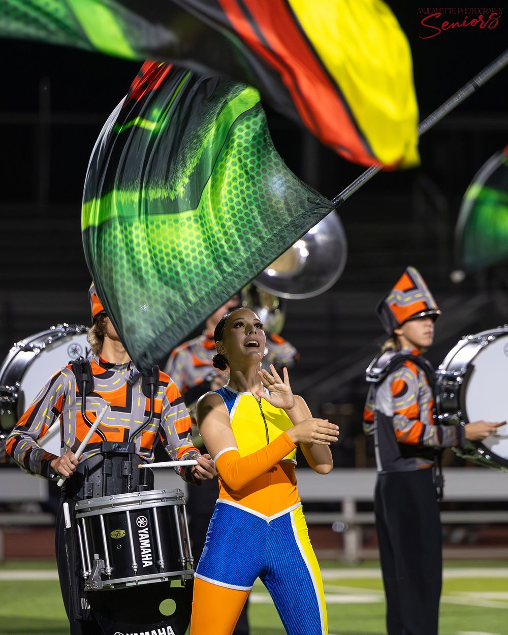 Phoenix AZMBA Marching Band Pictures senior BANNERS Anjeanette Photography High School AZ halftime performance photos