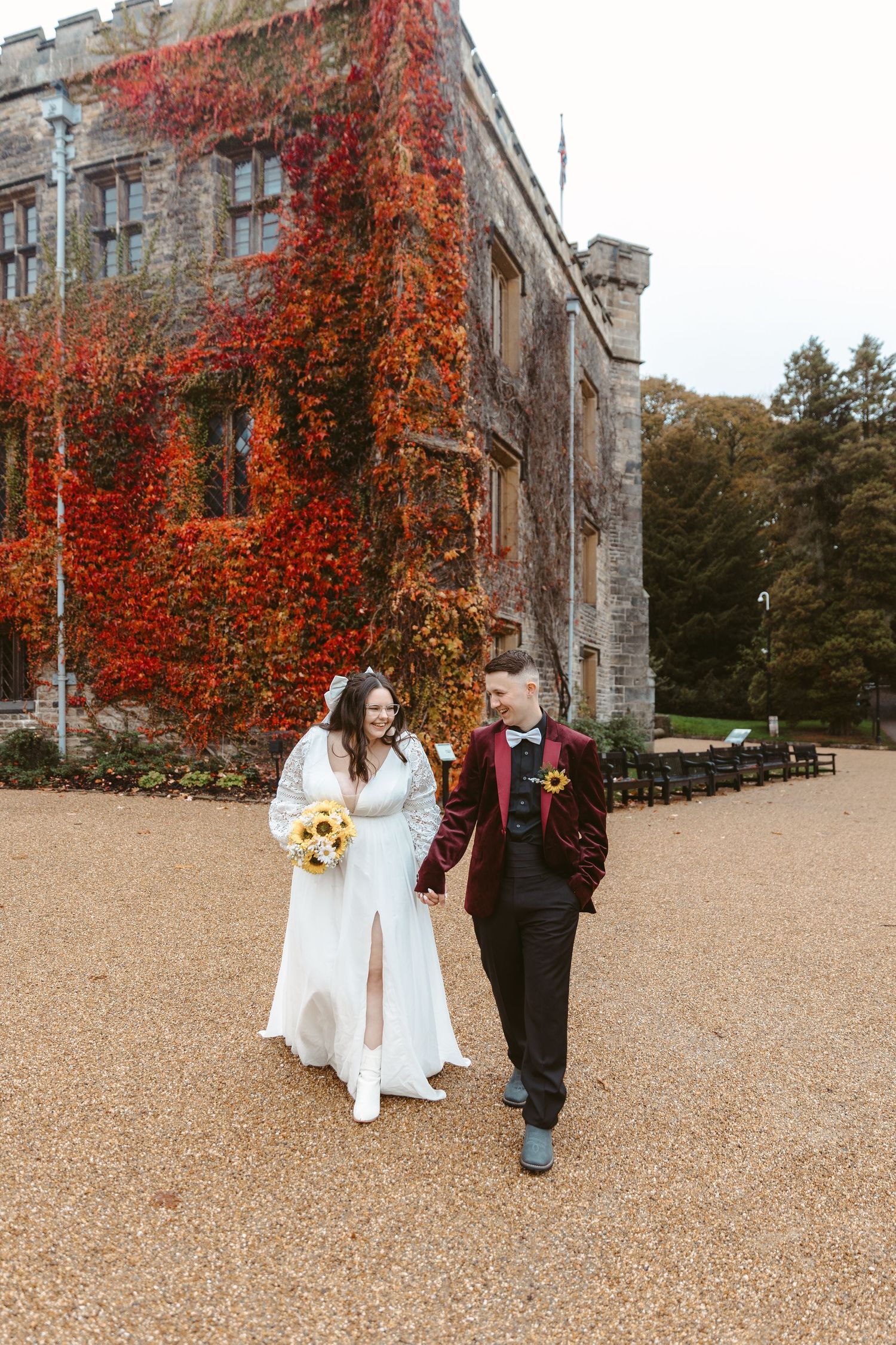 Towneley Hall Wedding in Burnley, Lancashire. Bride and Groom wedding photo. Budget Lancashire Wedding Photography.