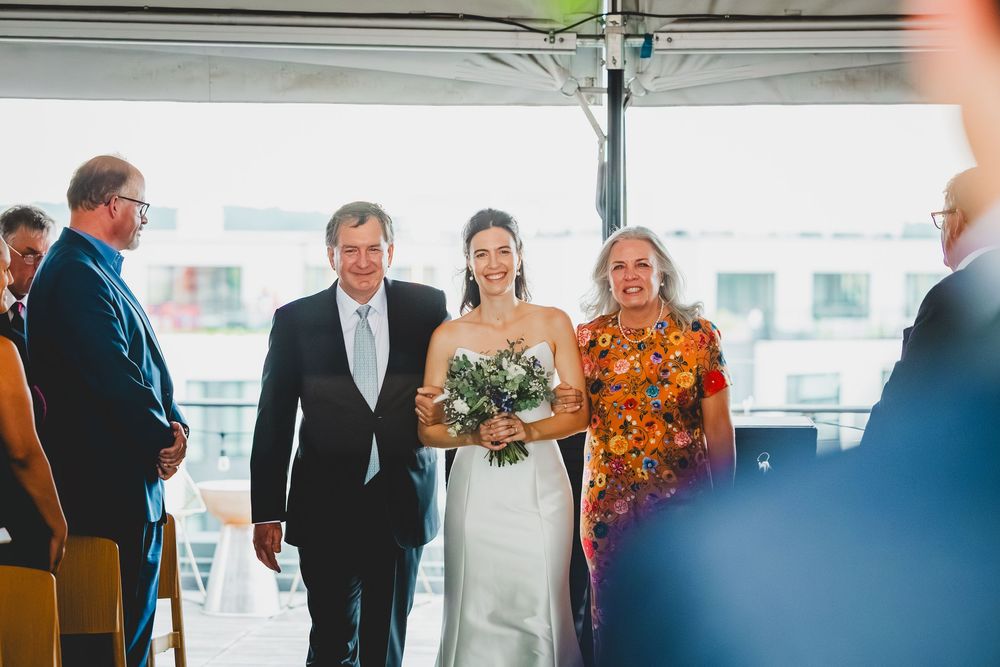 A brides walk down the aisle at the Line dc