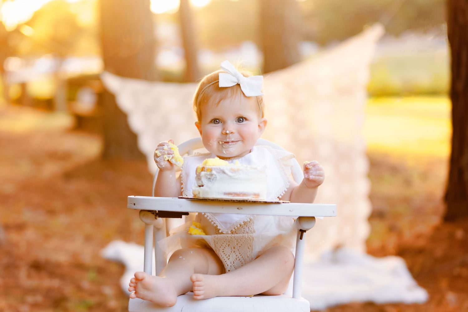 one year enjoying her cake. Greenville sc newborn photographer, Easley sc newborn photographer, Upstate sc newborn photographer