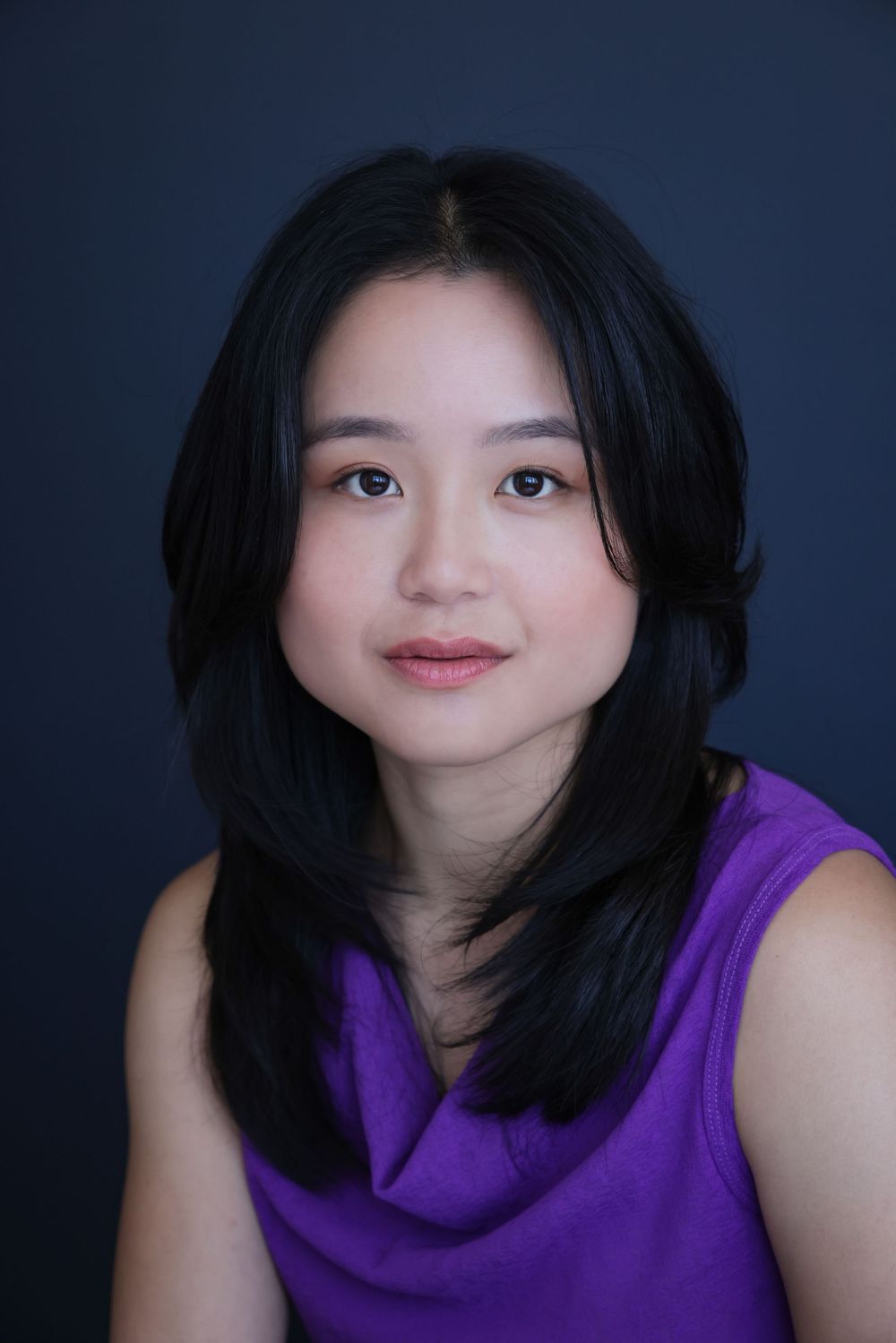 Louise Jiang in an engaging actor portrait taken in the studio in Grey Lynn Auckland by photographer, actress, artist Amanda Billing.