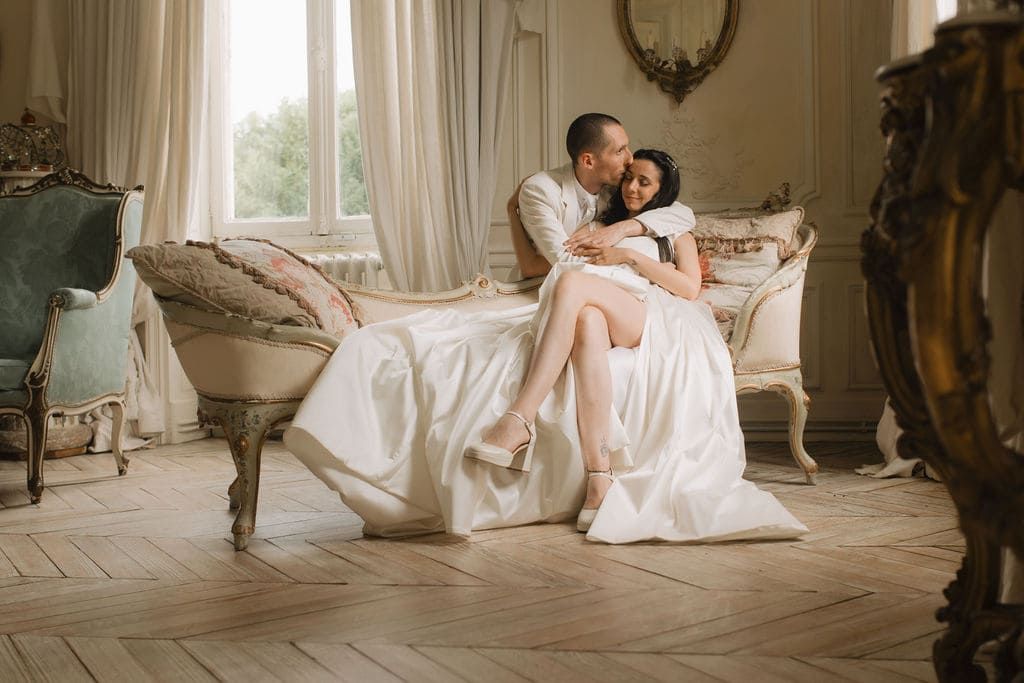photo de couple mariés dans un chateau yvelines ile-de-france