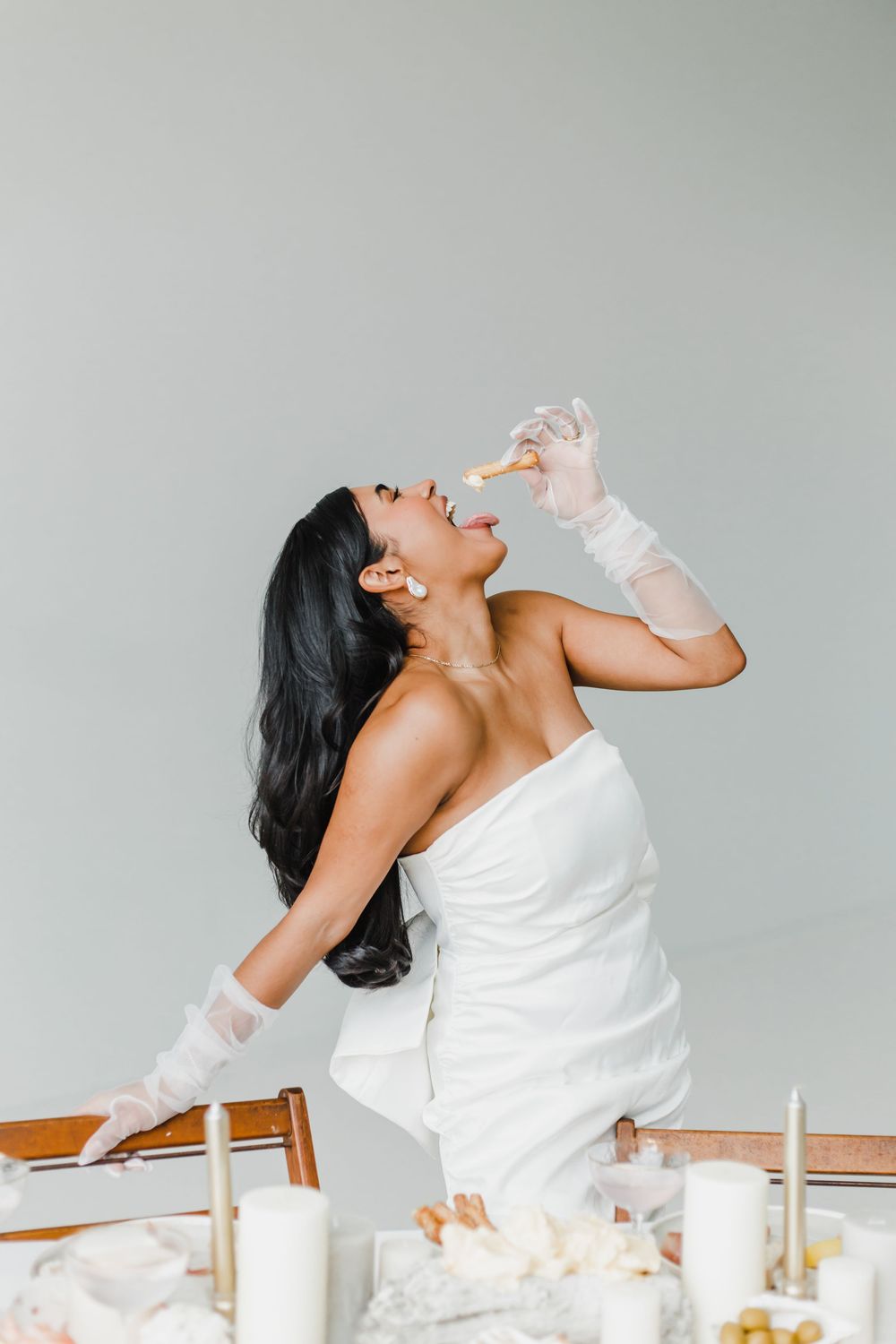 Dynamic photo series capturing joyful moments with milk and cookies on wooden table.