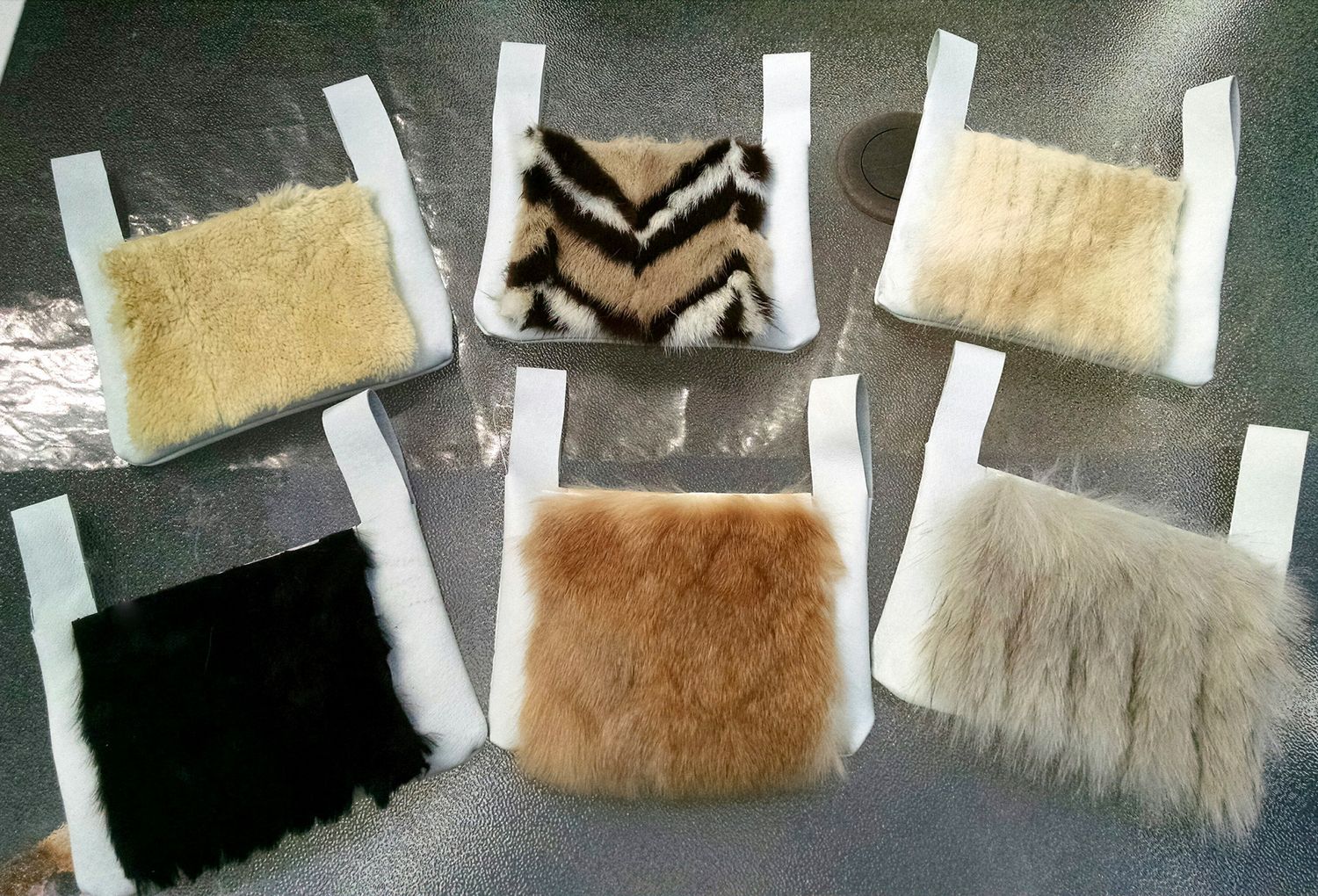 recycle fur white belt pouches
