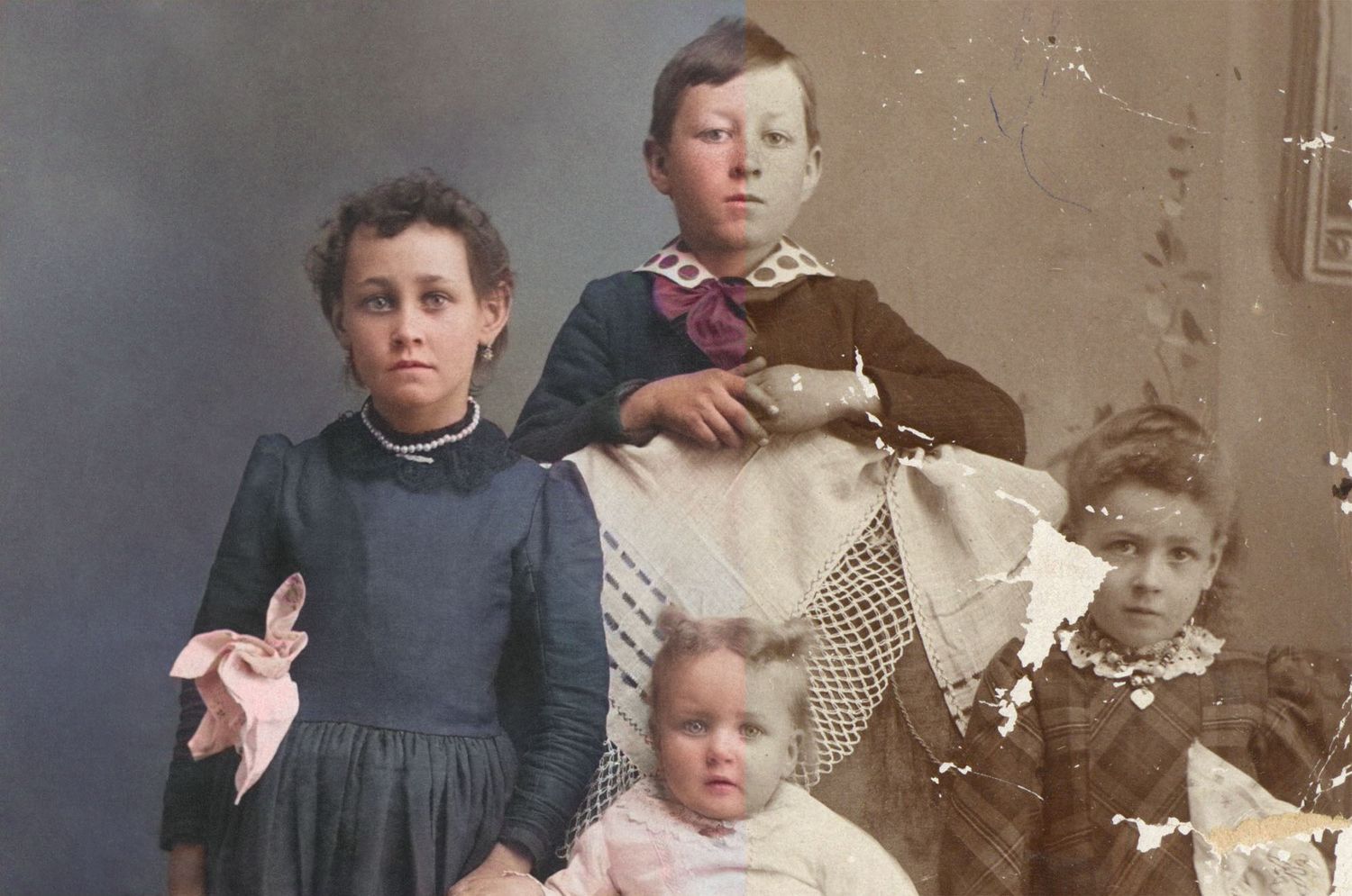old family portrait colorized