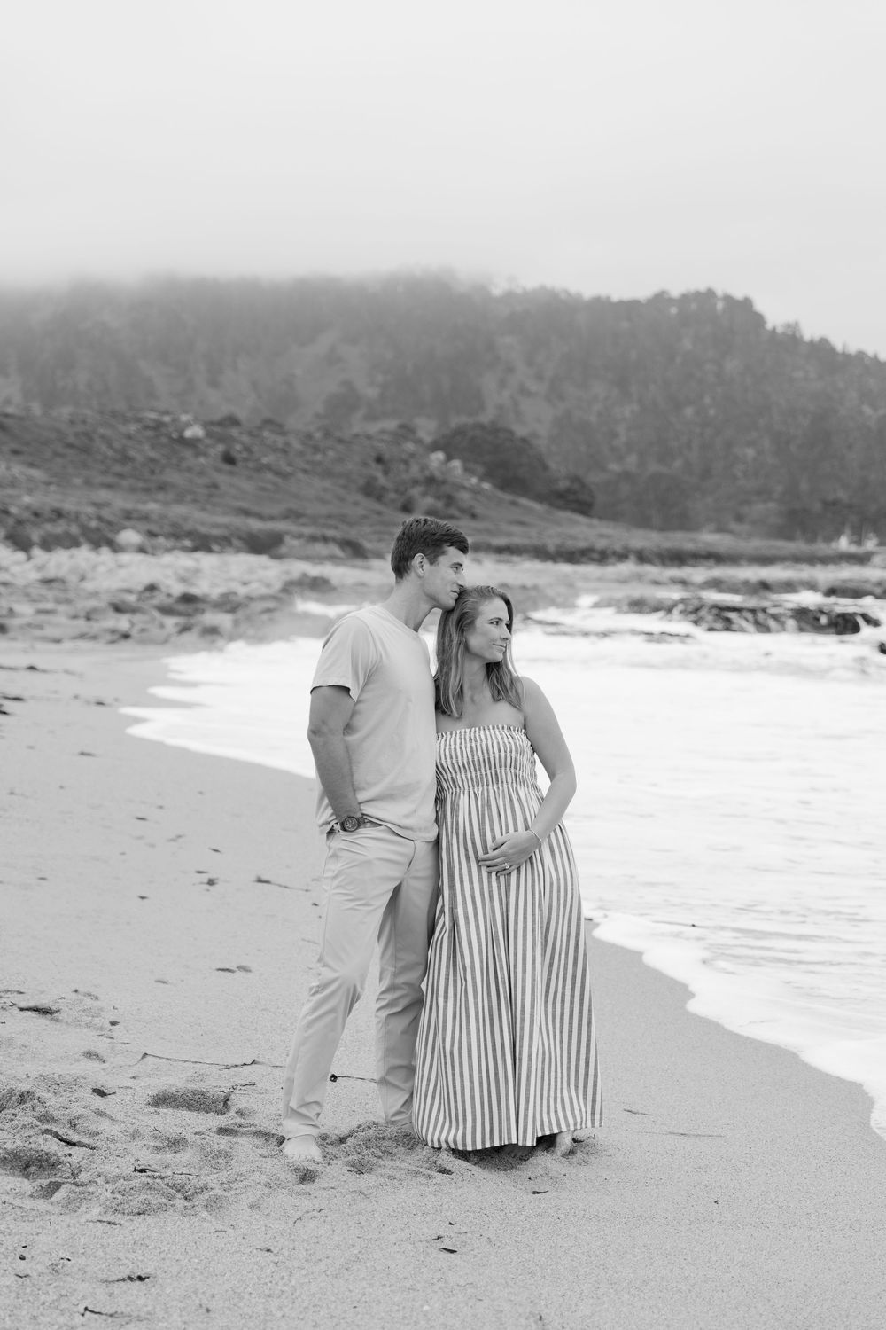 Maternity documentary annoncement at Ribera Beach in Carmel, CA