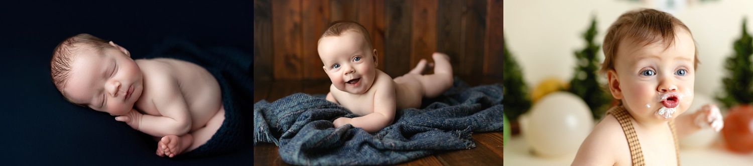 Showing a newborn, 6m old, and then one year old. Greenville SC newborn photographer, Easley SC newborn photographer
