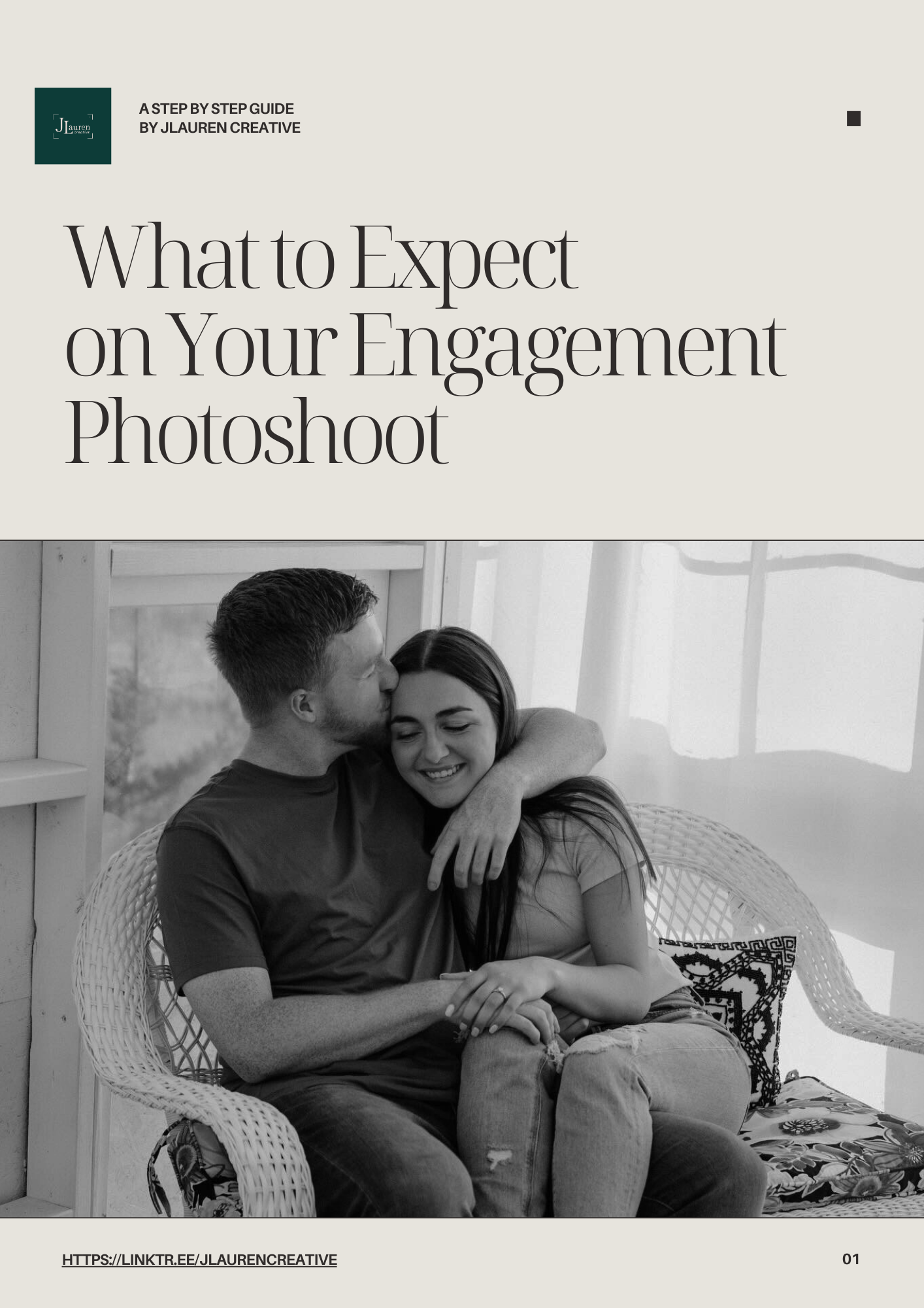 A guide page showing what to expect during engagement photo sessions.