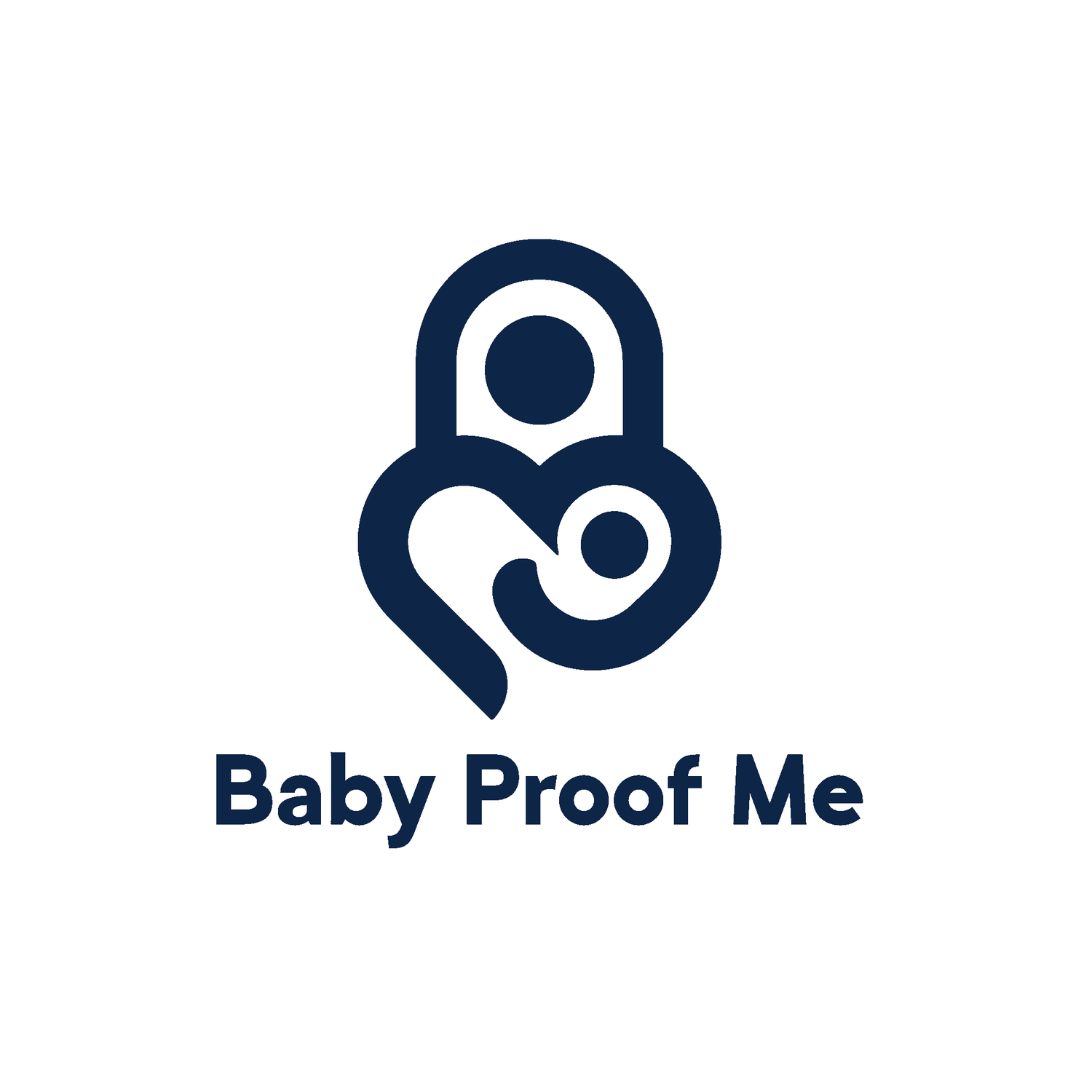 A minimalist navy blue logo design showing a padlock with a heart-shaped keyhole and circular elements.