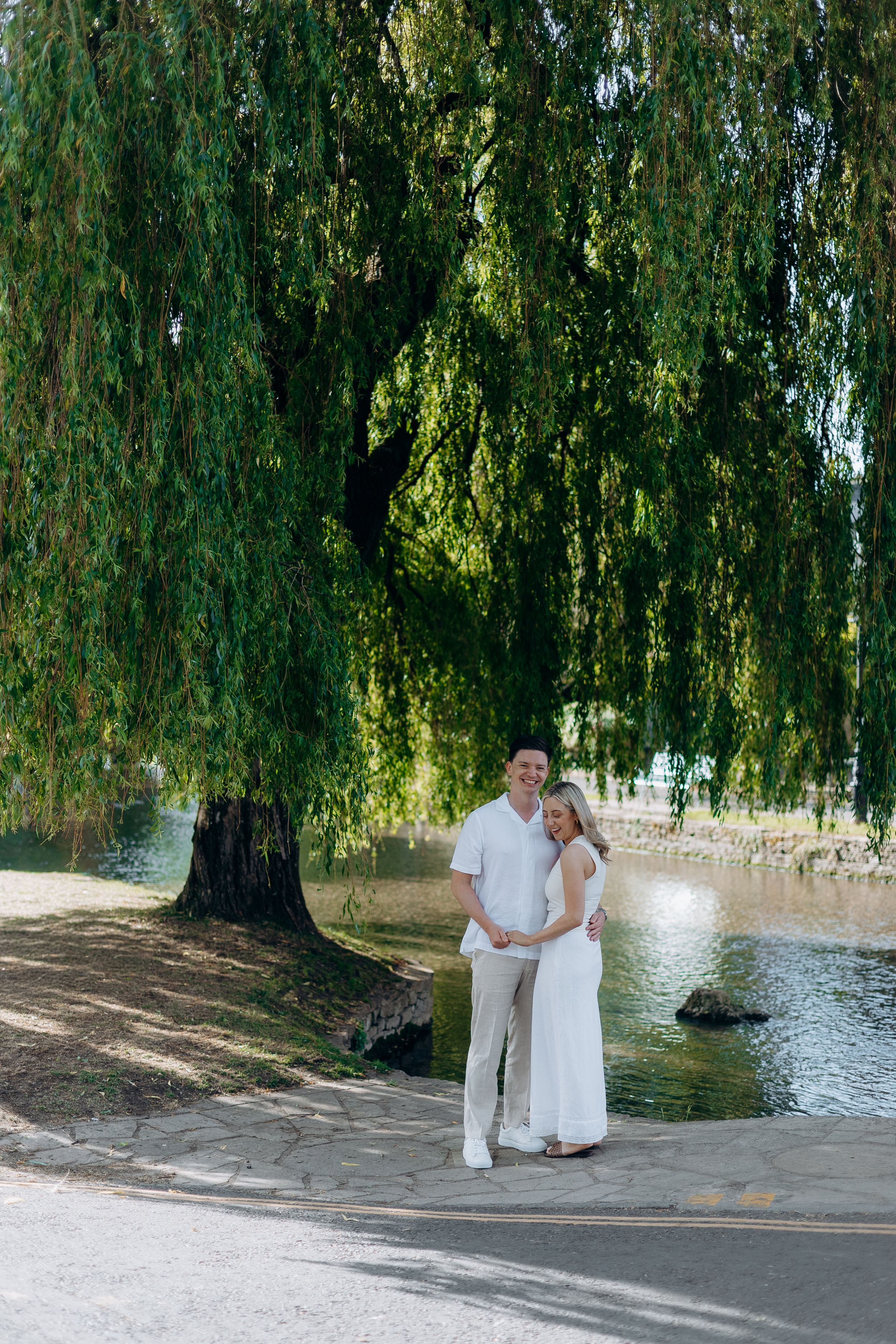 Bourton-on-the-Water engagement photography following a surprise proposal.