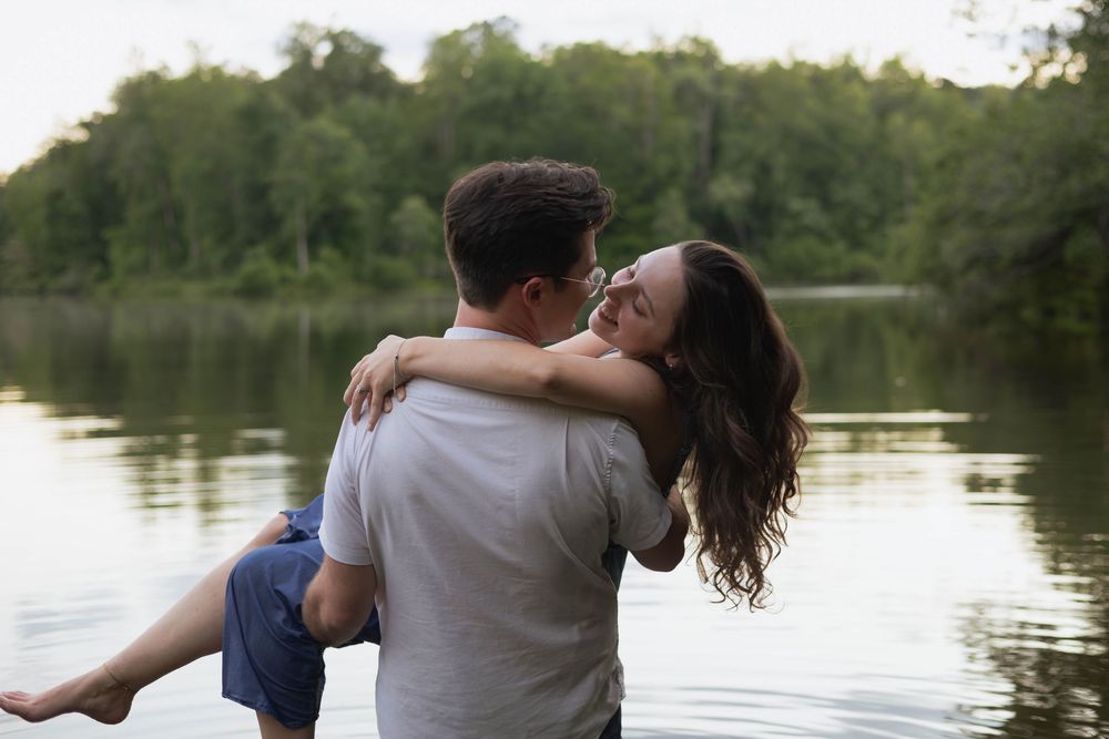 Golden Hour Couples Session at Walnut Creek Park in the water.