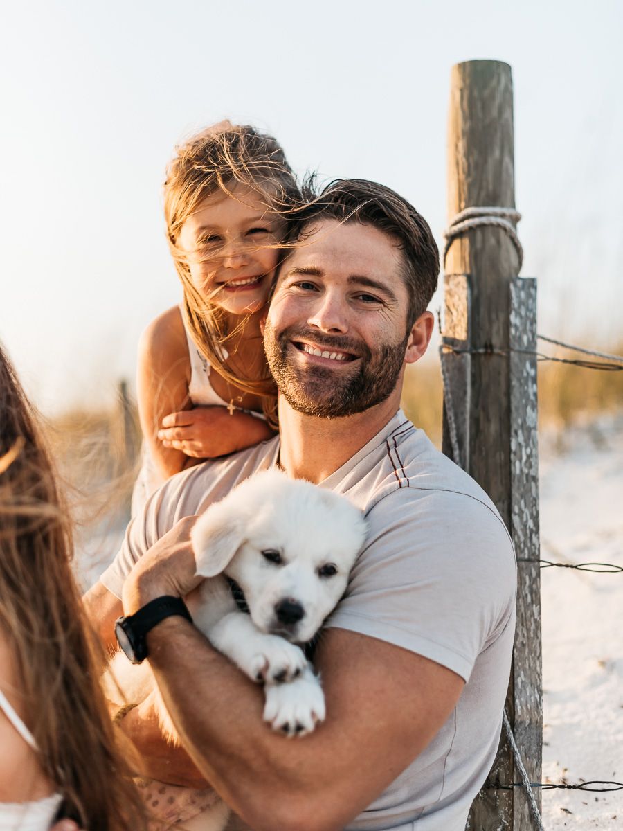 Family Vacation Photo by MJ Photograph on the best beach in Destin Florida during Sunset golden hour. Spring break photography specials
