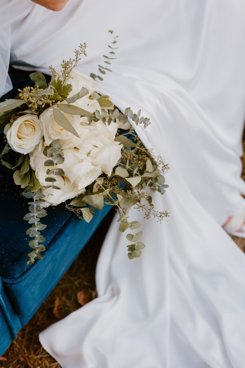 Bouquet and dress for summer backyard wedding in Ohio photography by Vicci Photo Dayton Ohio Photographer