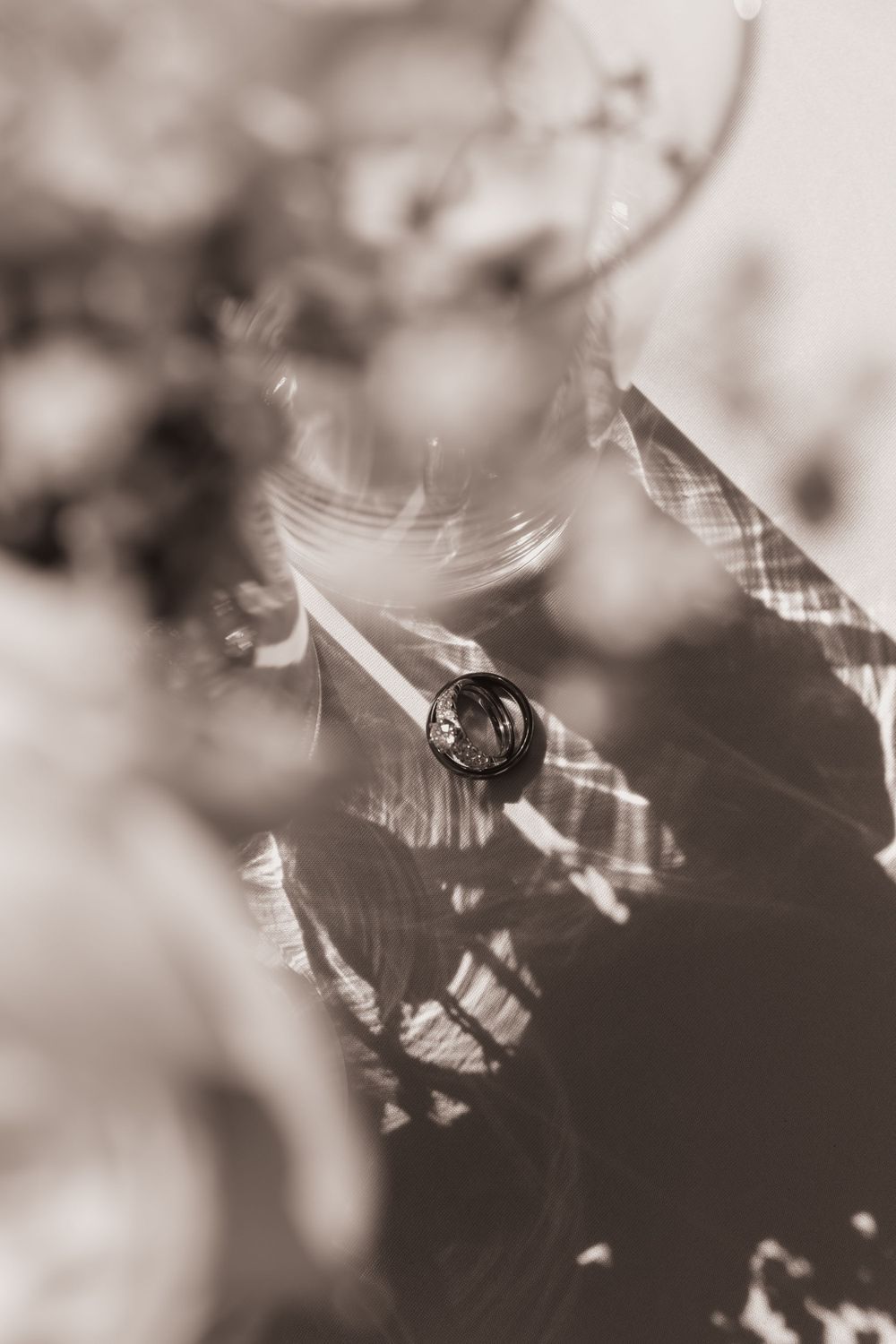 black and white ring detail shot for summer backyard wedding in Ohio photography by Vicci Photo Dayton Ohio Photographer