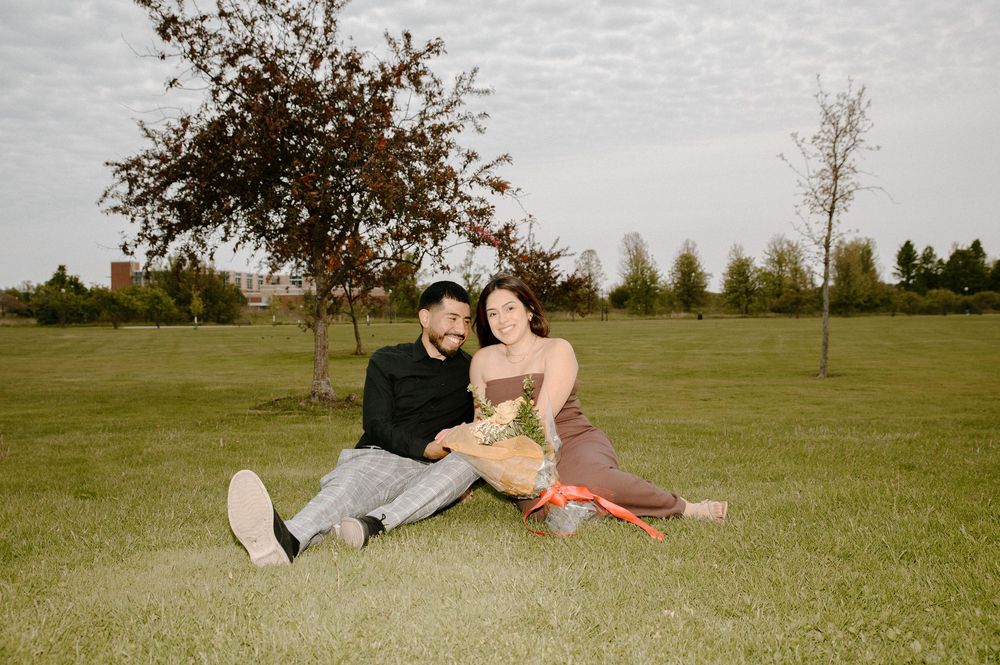 A series of candid photos showing people relaxed and lounging on a grassy field during a warm summer day.