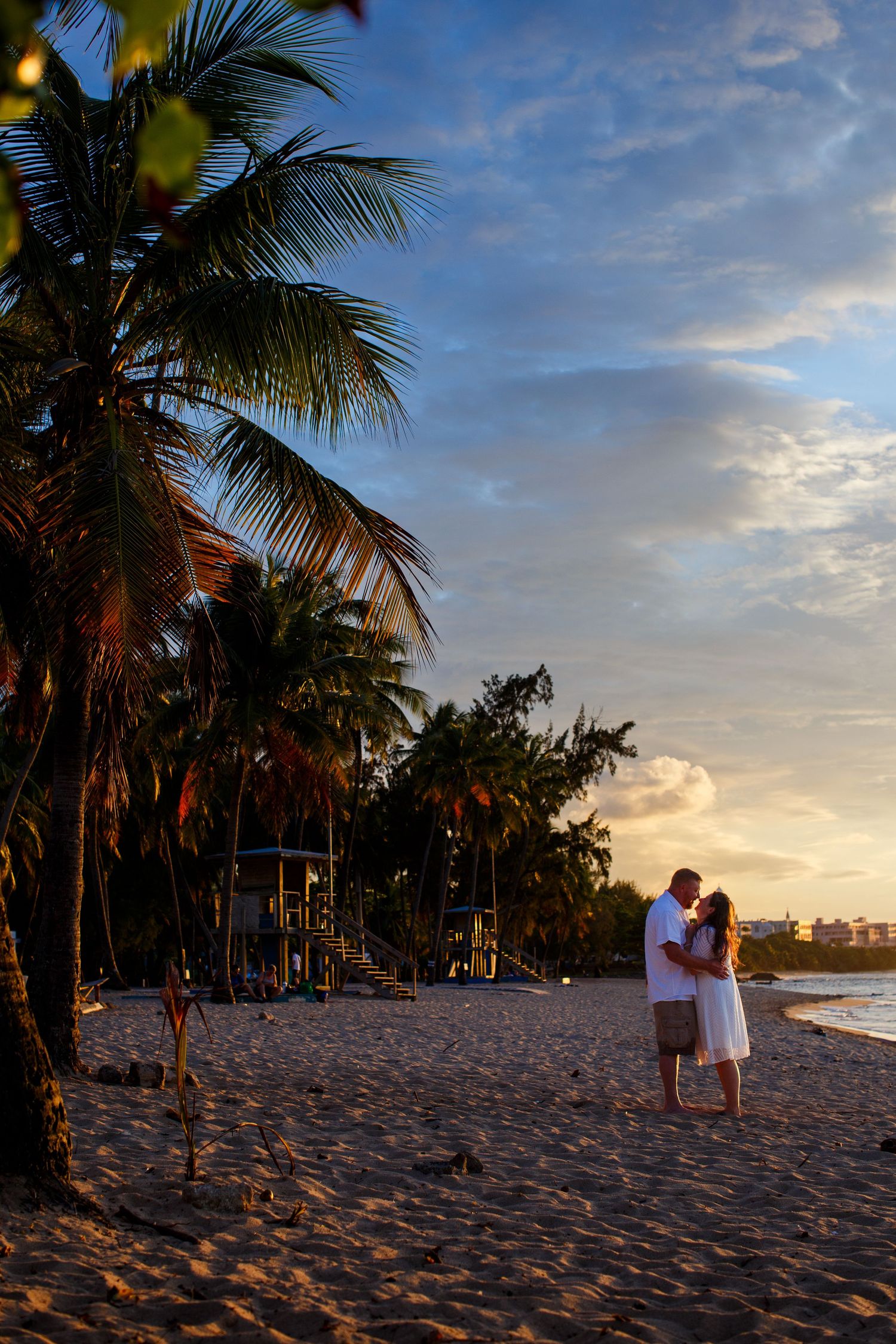 Elopement on the beach at Balneario del Escambrón in Old San Juan, Puerto Rico. Couples portrait - bride and groom.