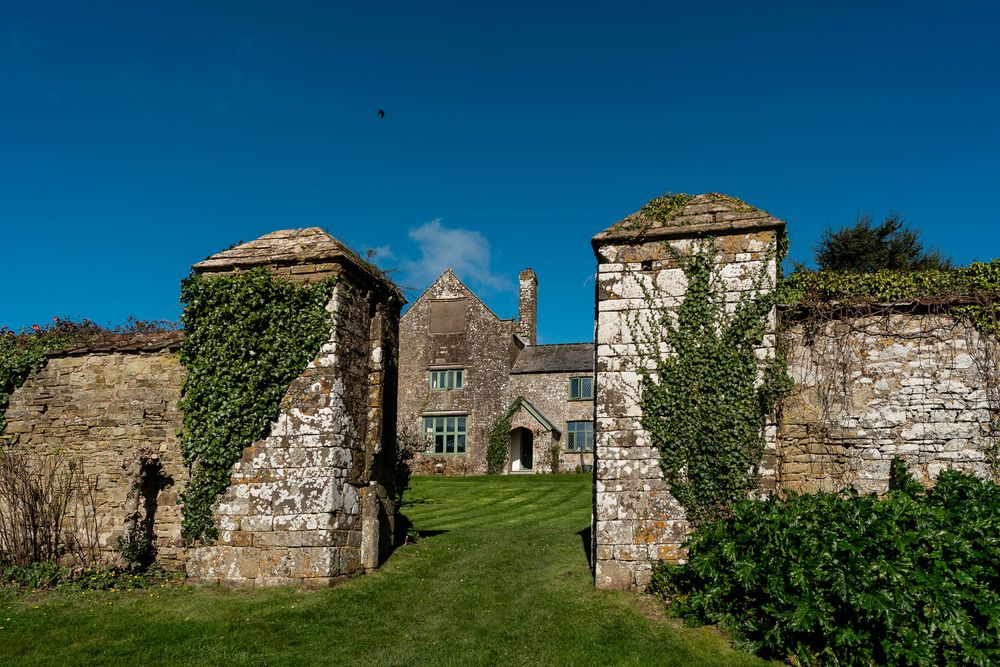 Gateway leading to Ash Barton Estate Wedding venue near Braunton in Devon.