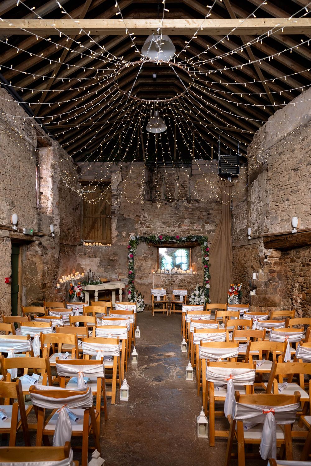 Chapel at Ash Barton Estate all set up for a Wedding ceremony.