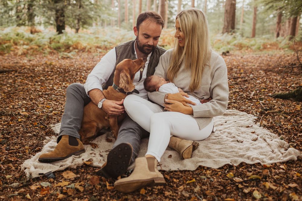 Newborn photoshoot in the new forest in autumn