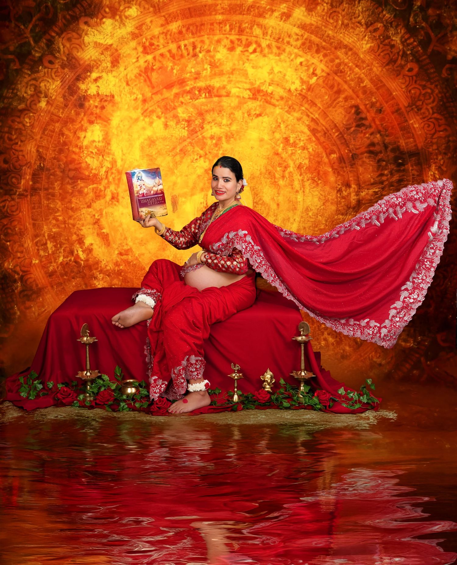 saree traditional nepal maternity couple pose telugu tamil south india pregnant photosession