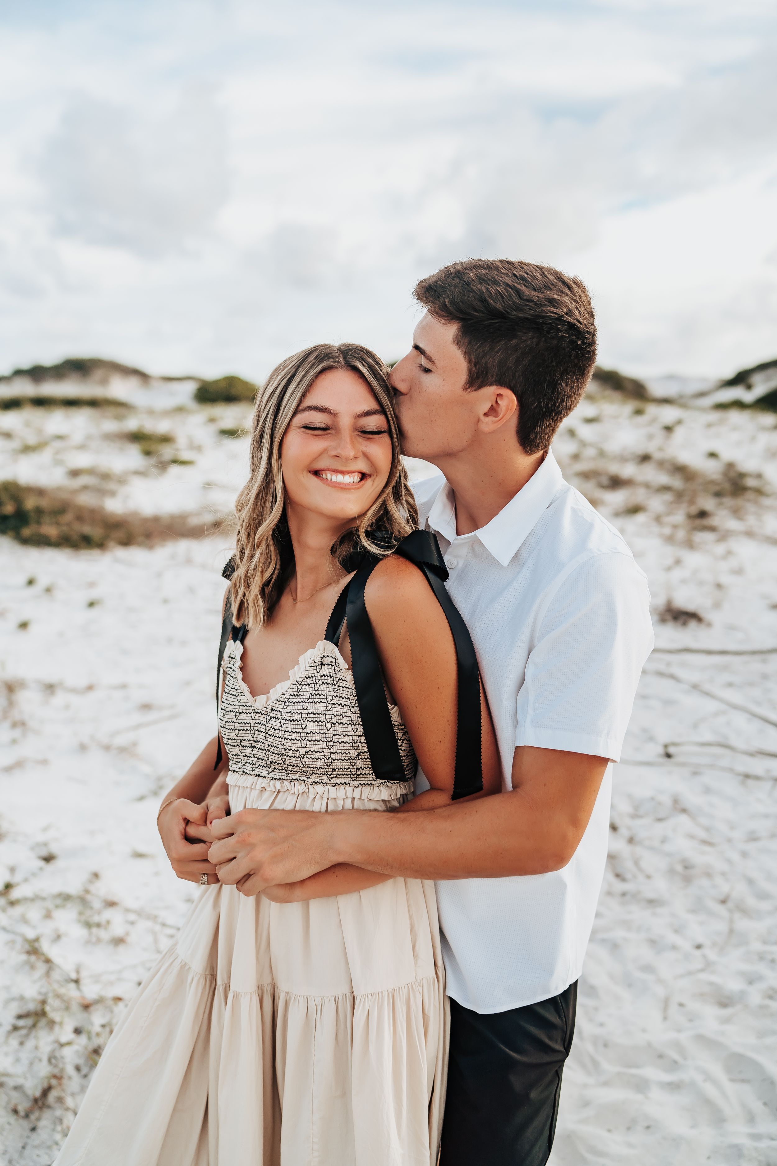 30A Florida Couples Photo Session At Grayton Beach State Park Free People Dress Against The Dunes Bryce And Isa