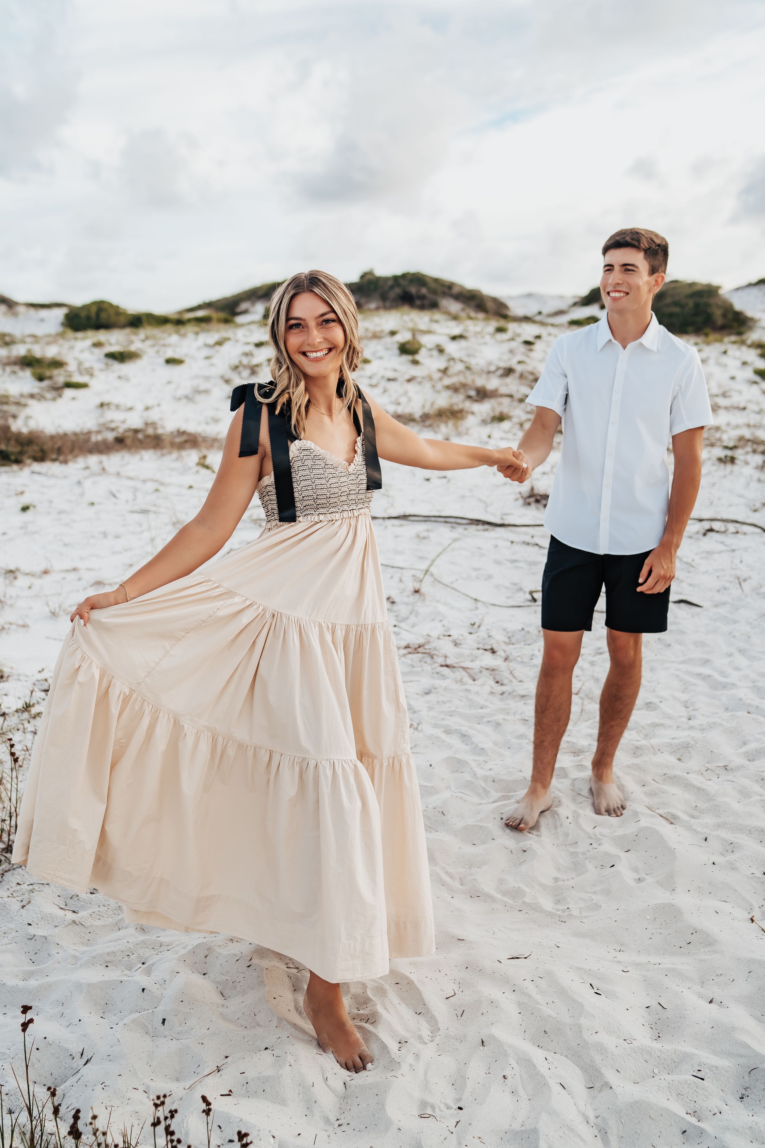 30A Florida Couples Photo Session At Grayton Beach State Park Free People Dress Against The Dunes Bryce And Isa