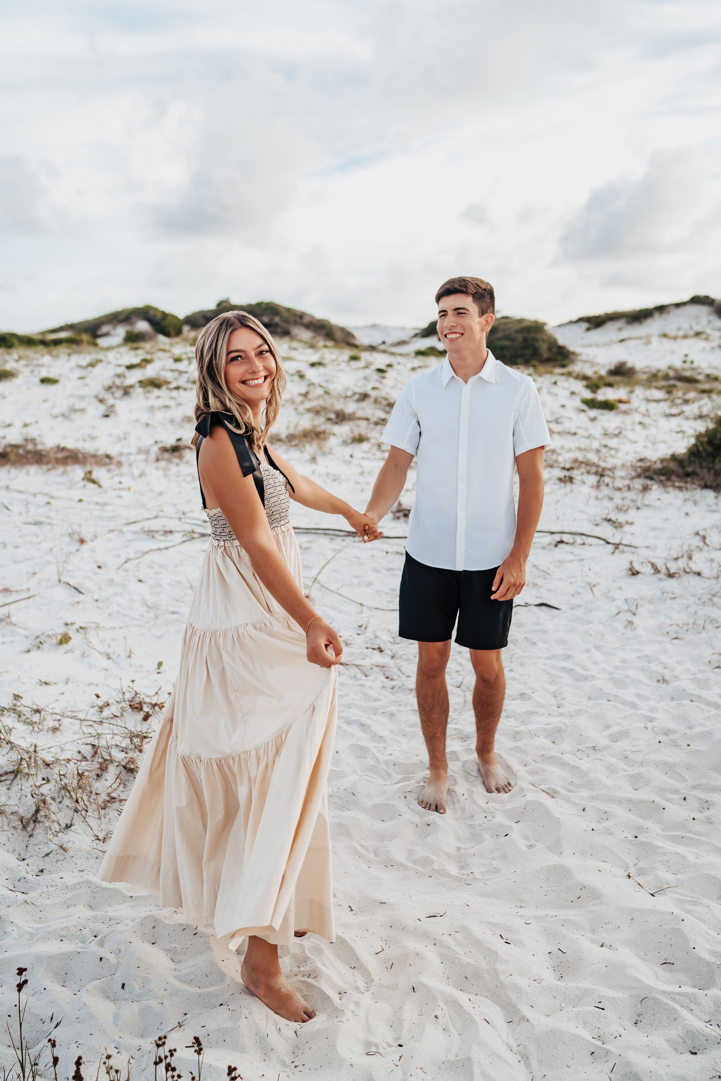 30A Florida Couples Photo Session At Grayton Beach State Park Free People Dress Against The Dunes Bryce And Isa